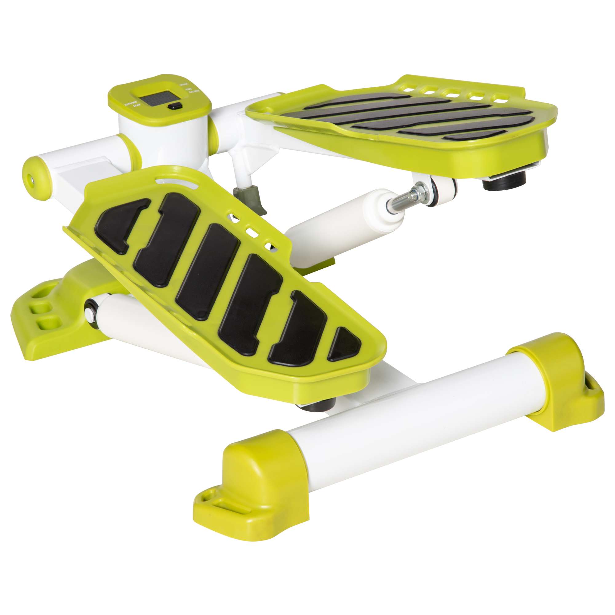 HOMCOM Mini-Stepper, tragbar, rutschfest, Hydraulikzylinder, LCD-Display, Metall/ABS, 48x34x21 cm, Weiß/Gelb