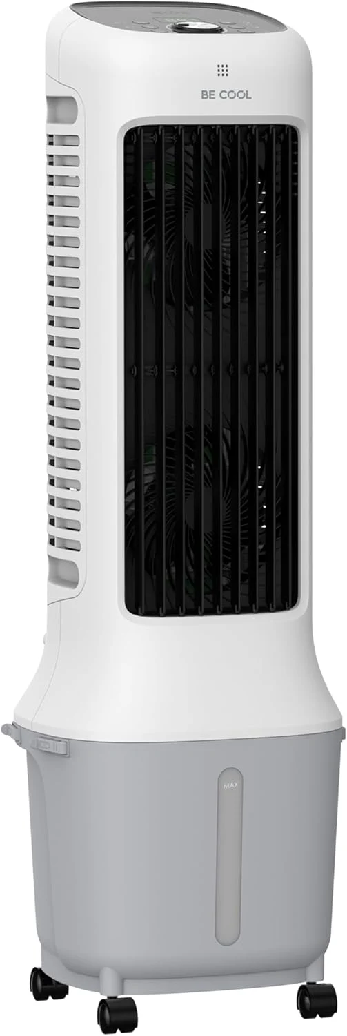 BE COOL Premium Turmluftkühler mit 10L Wassertank & WLAN, 38W, 12,5m Luftstromreichweite, 24 Geschwindigkeiten, 3 Windmodi, LED-Display, Fernbedienung