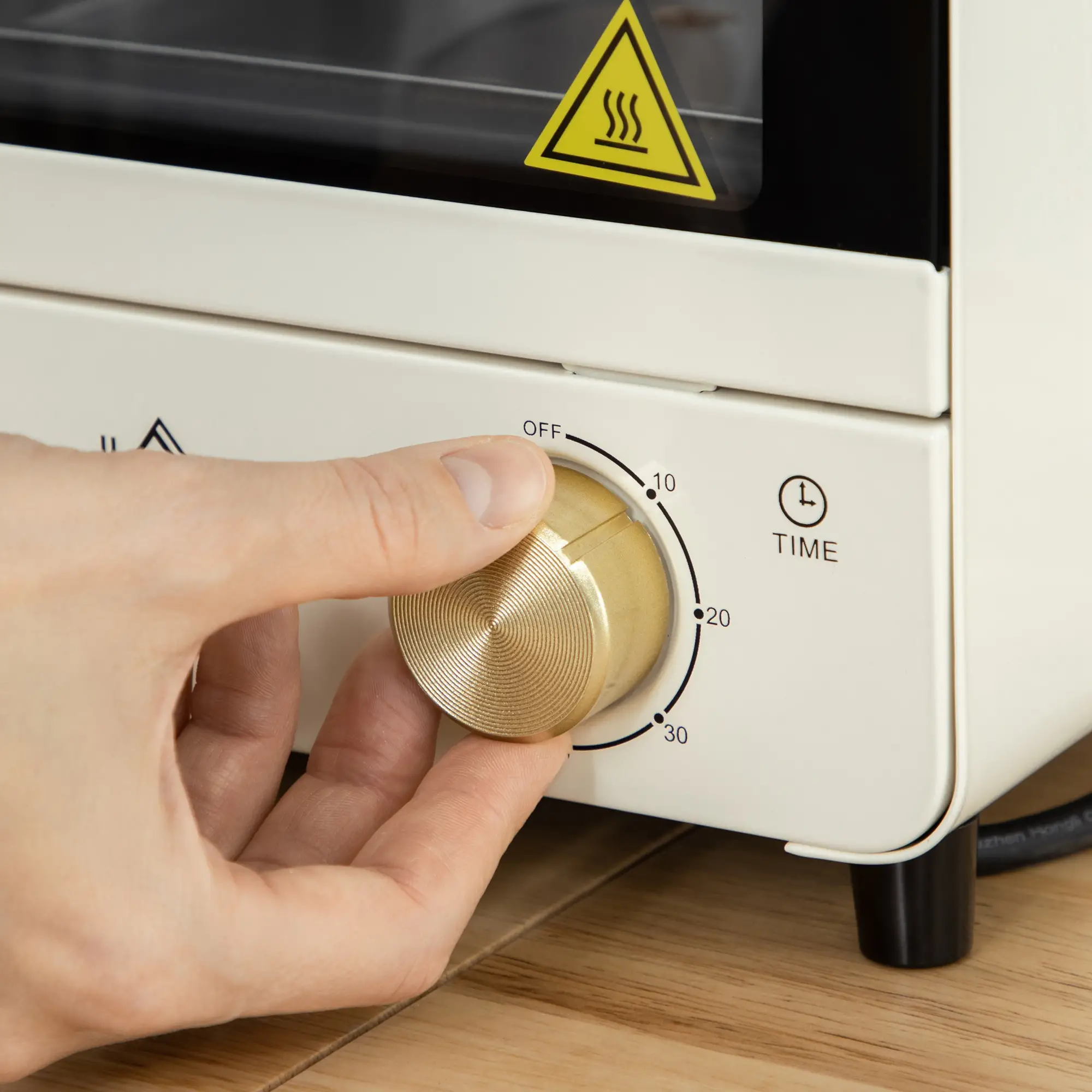 HOMCOM Mini-oven instelbare temperatuur timer kijkvenster cr��mewit