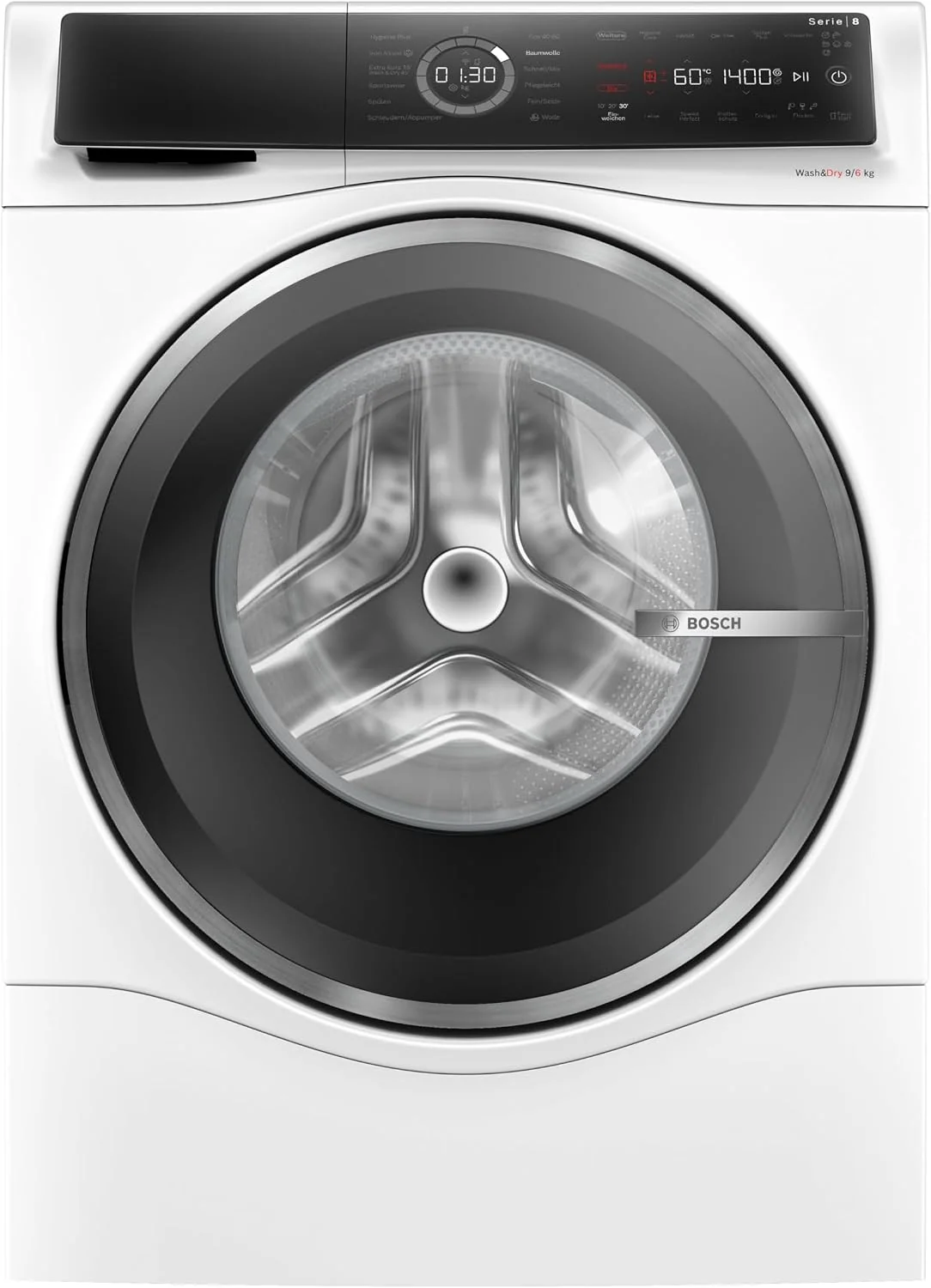 Bosch WNC244070, Waschtrockner 9 kg waschen und 6 kg trocknen, Serie 8, 1400 UpM, Fleckenautomatik, Iron Assist, SpeedPerfect, HygieneCare, AquaStop