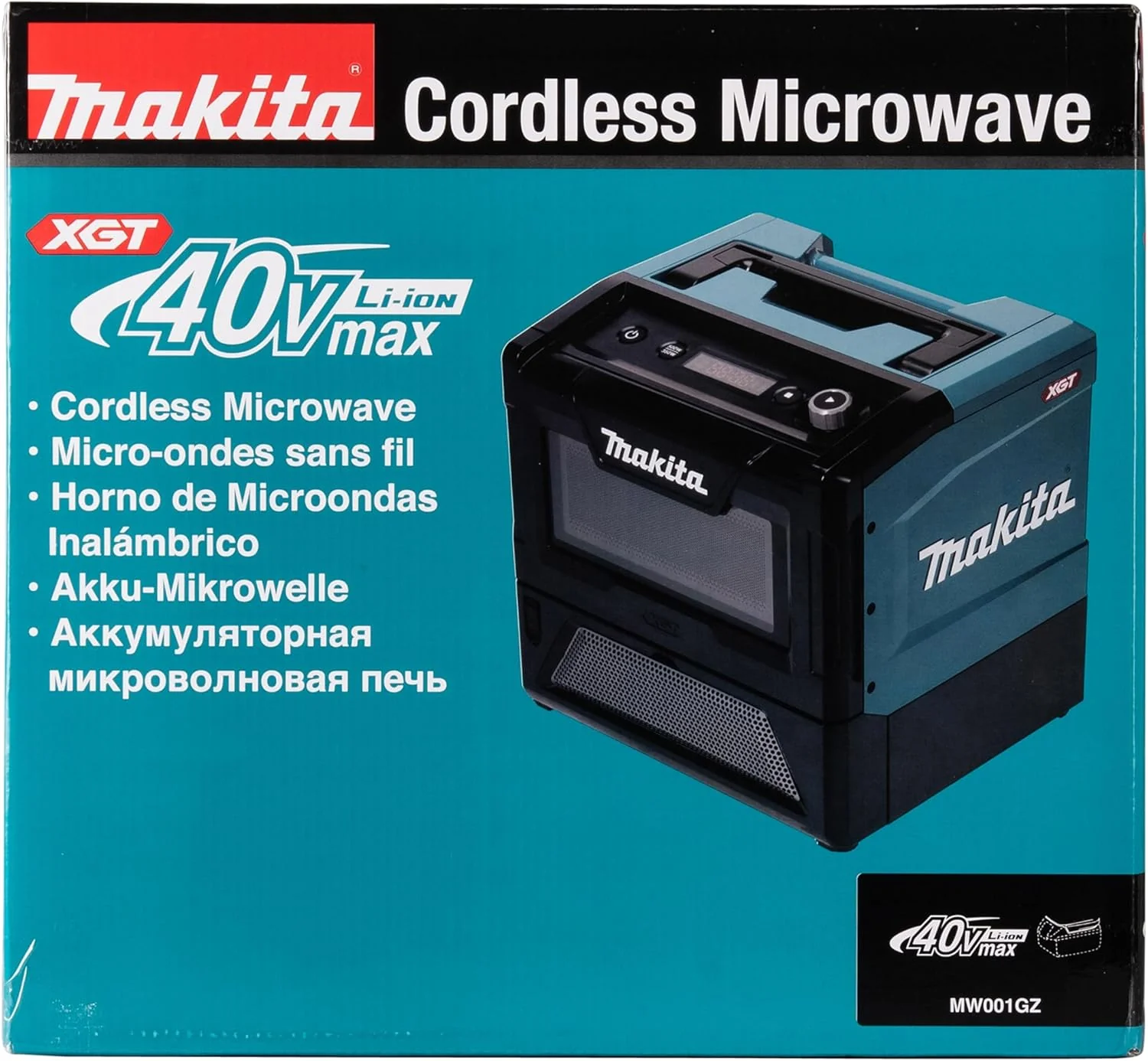 Makita MW001GZ Accu-magnetron 40V max. 350/500 W, 8 l (zonder accu, zonder lader)