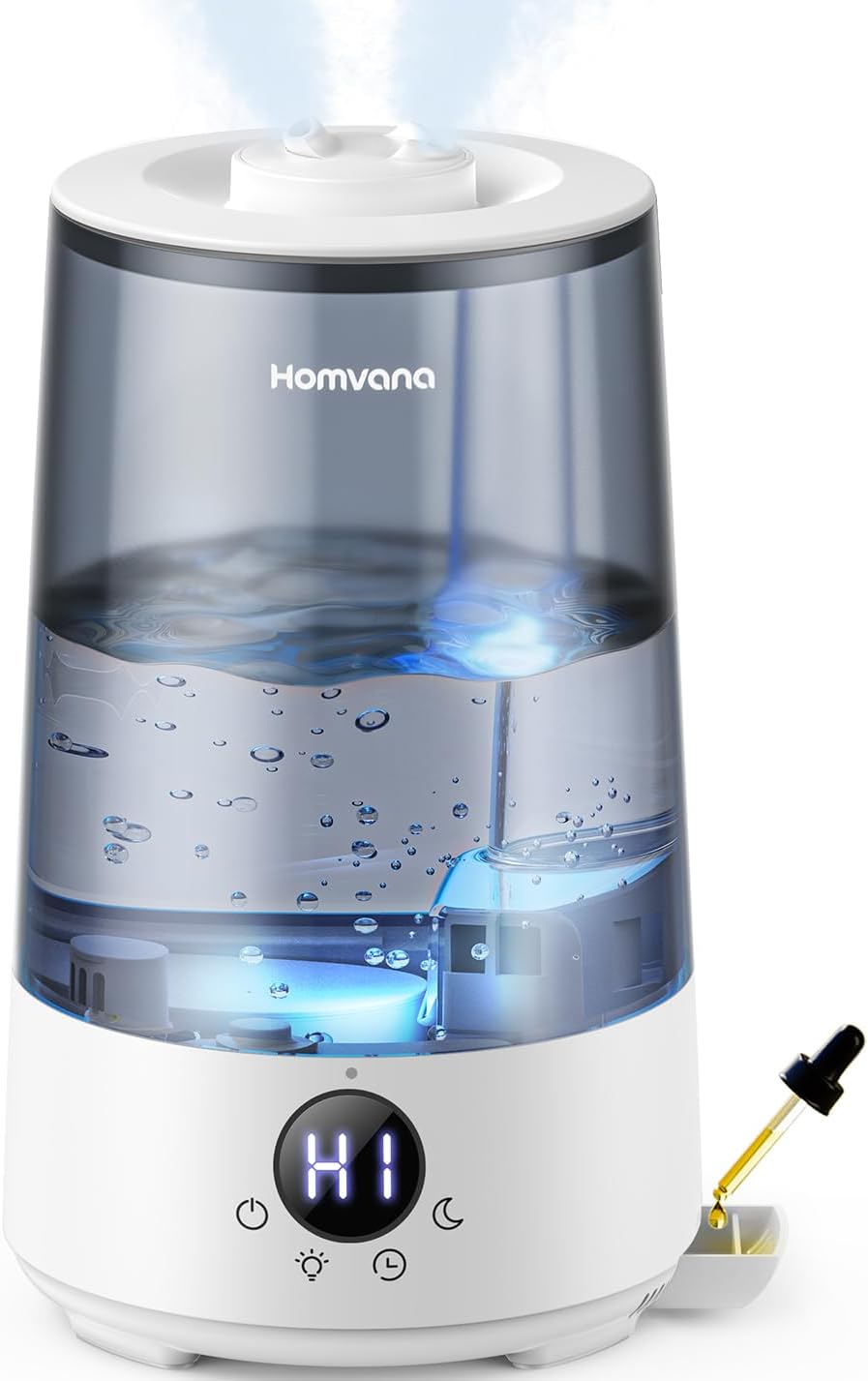Umidificatore Ambiente Bambini Homvana 3.6L, 360°Cool Mist 16dB Silenzioso for Baby, Piante Dura da 34H, Auto Sleep Modo, Timer, con Luce e Aromaterapia Top-Fill, Facile da Pulire, Oli Essenziali ok