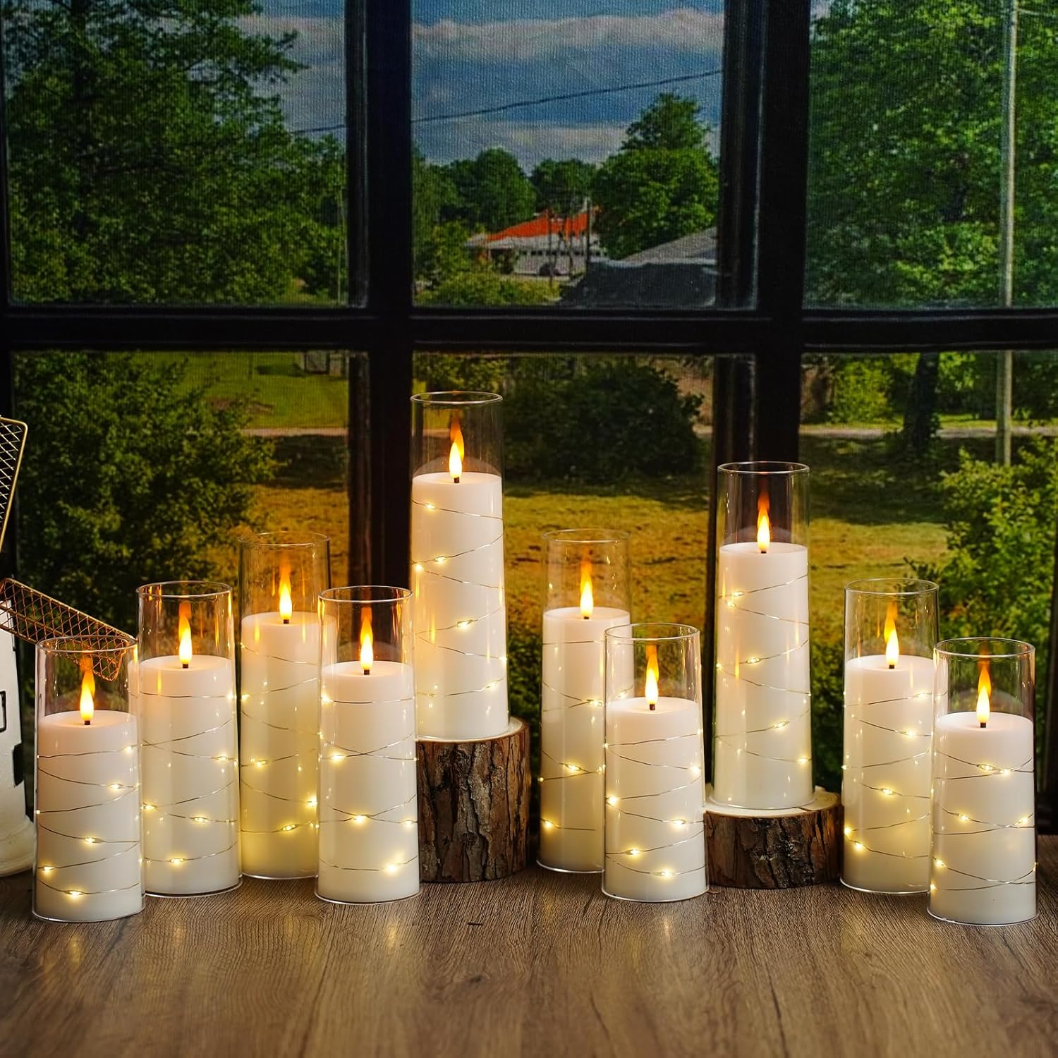 Flammenlose Kerzen mit eingebetteter Sternschnur, batteriebetriebene LED-Kerzen, mit Fernbedienung, 12 weiße flackernde Kerzen für Weihnachten, Hochzeiten, Heimdekoration und Party, (D 5,8 x