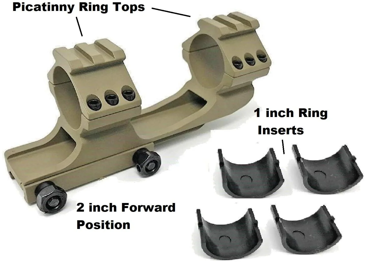 Dark Earth Cantilever Dual Ring Scope Mount 30mm with 1