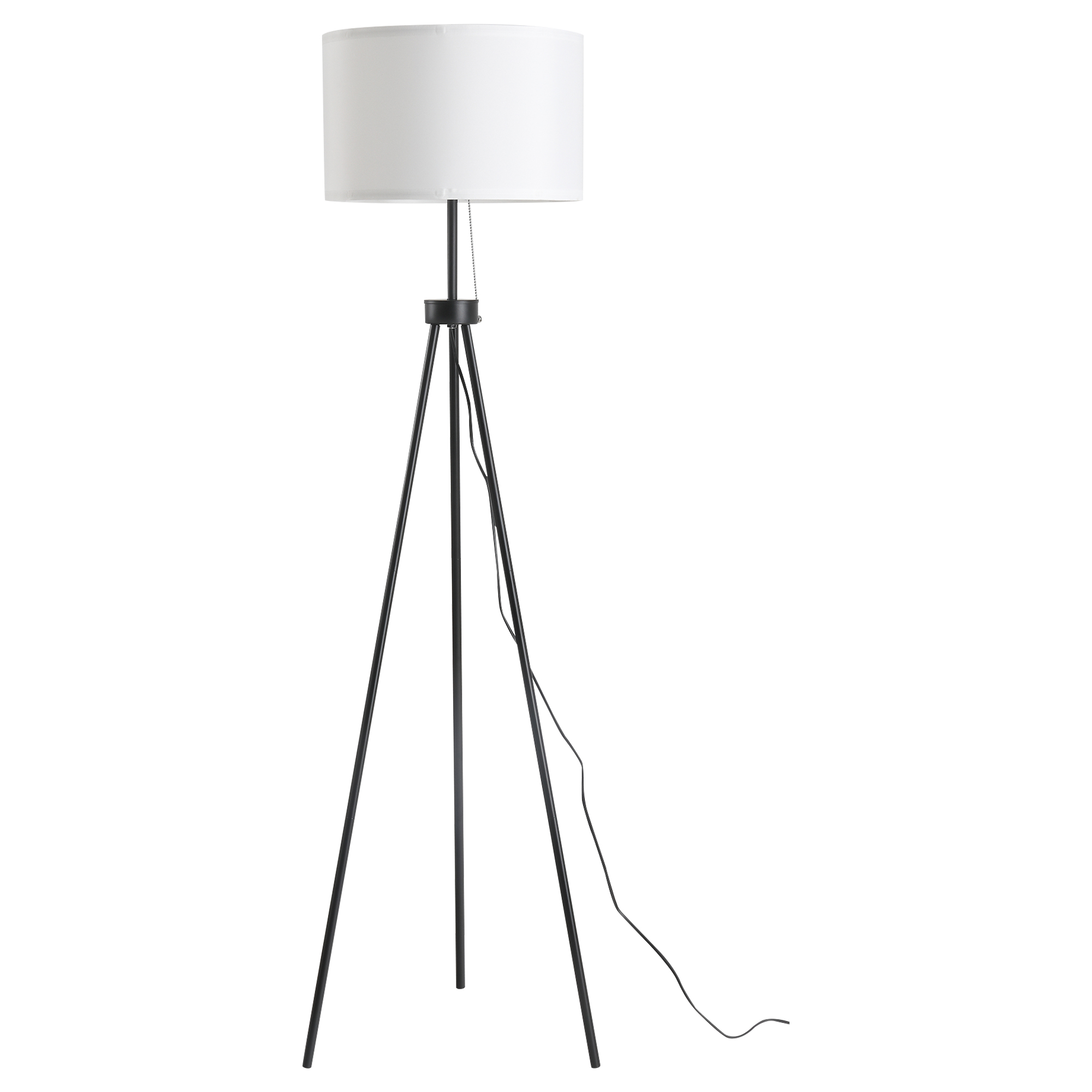 HOMCOM Stehlampe Stehleuchte Standleuchte E27, Stahl+Polyester, 37x37x152cm (Schwarz+Weiß)