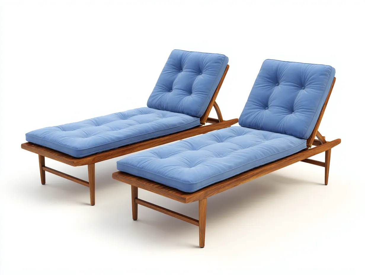 Sonnenliege-Holz-Textil-200 x 70 x 88 cm-Blau-Braun-Modern
