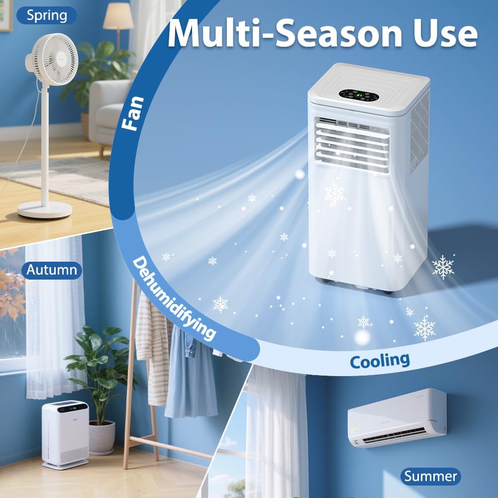 10000 BTU Tragbare Klimaanlage Kühlt 450 Sq.Ft, LifePlus Tragbare AC-Einheit mit 4 Modi, Fernbedienung, Fenster-Installationsset, 24H Timer, Leise Energieeffizient für Zimmer, Büros, Wohnungen