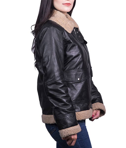 Zandra Black Aviator Jacket