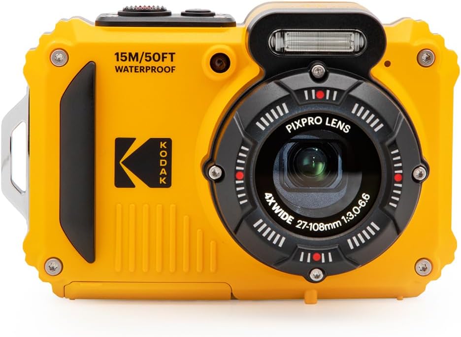 KODAK Pixpro WPZ2 - Fotocamera Digitale Compatta 16M Pixel, Impermeabile fino a 15m, Antiurto, Video 720p, Schermo LCD 2,7 - Batteria Li-ion, Giallo