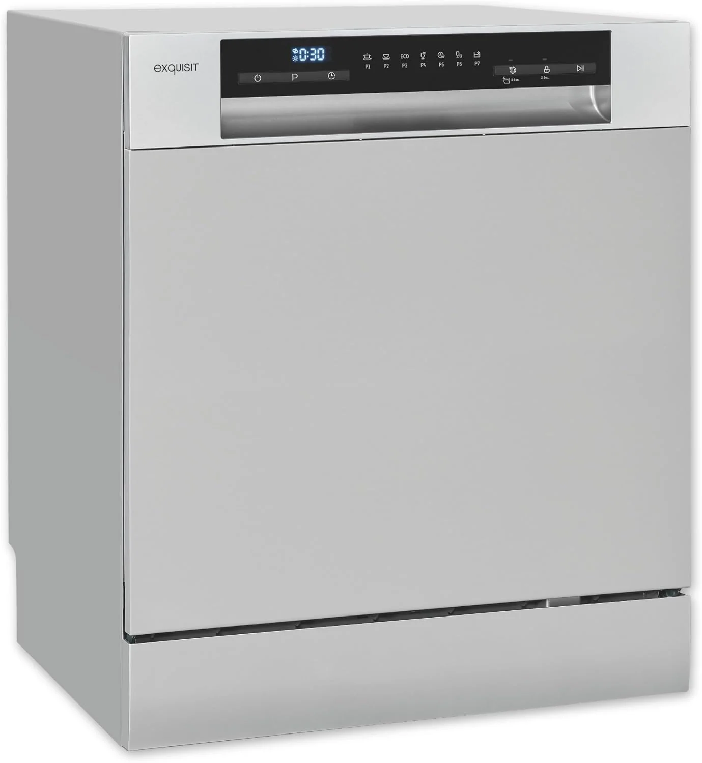 Exquisit Tischgeschirrspüler, 55 cm, silber, GSP508-030D, Spülmaschine freistehend, Kleiner Geschirrspüler 8 Maßgedecke