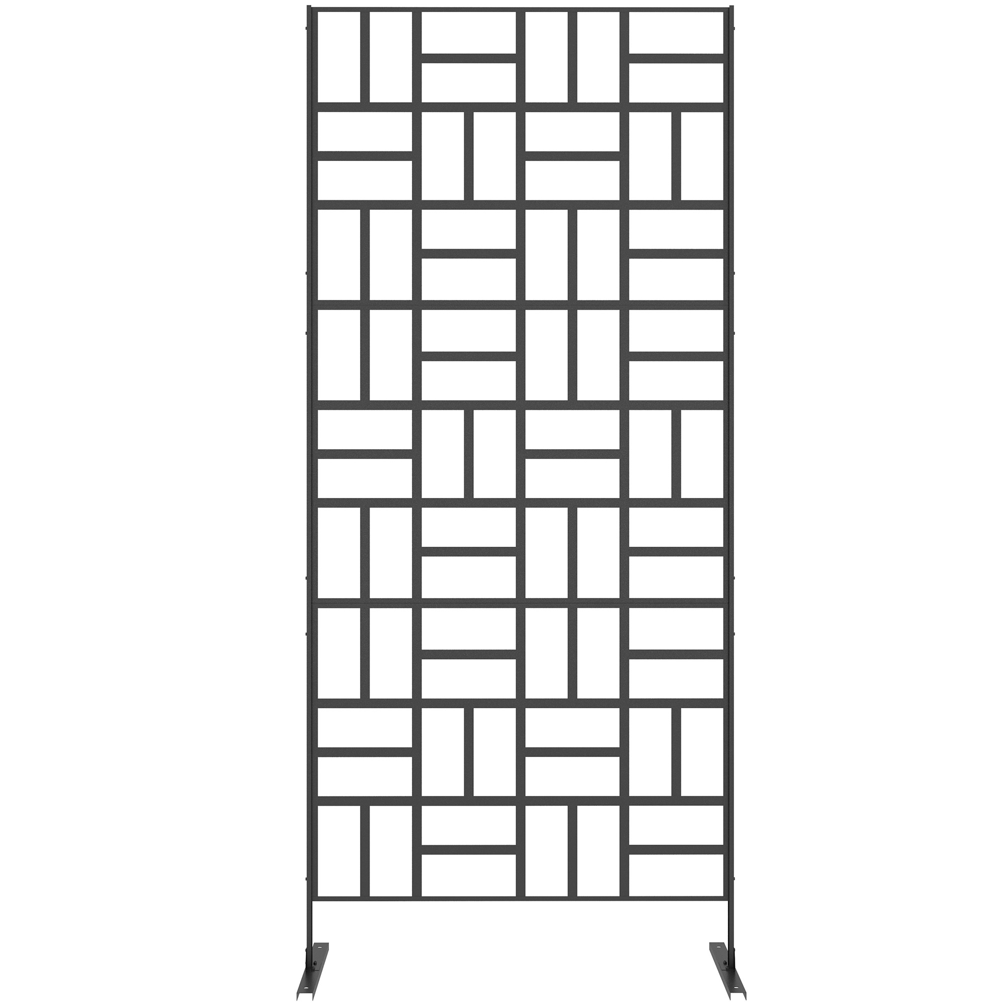 Outsunny Sichtschutzpaneel Dekoratives Außenparavent mit geometrischem Metallgittermuster - 90L x 45B x 198H cm, schwarz