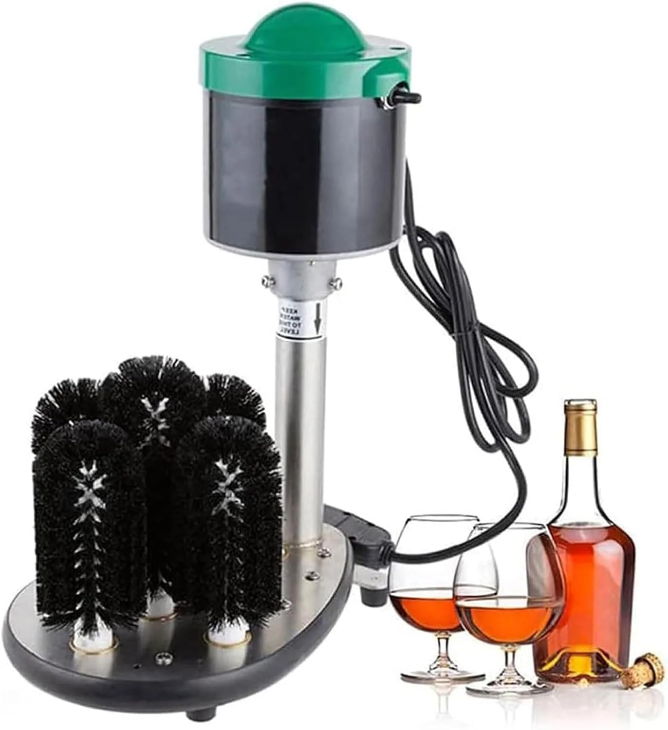 Gewerbliche Gläserreinigungsmaschine, 240 W, Edelstahl, Transparent, elektrische Gläserspülmaschine, vollautomatisch mit 5 Bürsten