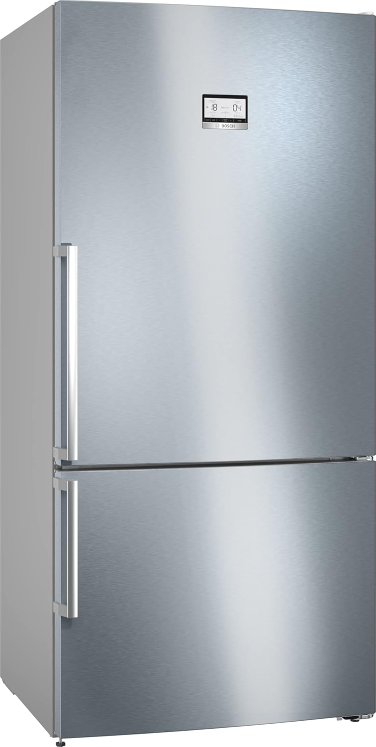 Bosch KGN86AIDR Serie 6, Frigorifero combinato da libera installazione, Total No Frost, VitaFresh XXL, Tecnologia Inverter Intelligente, PerfectFit, Acciaio, XXL, 186x86 cm