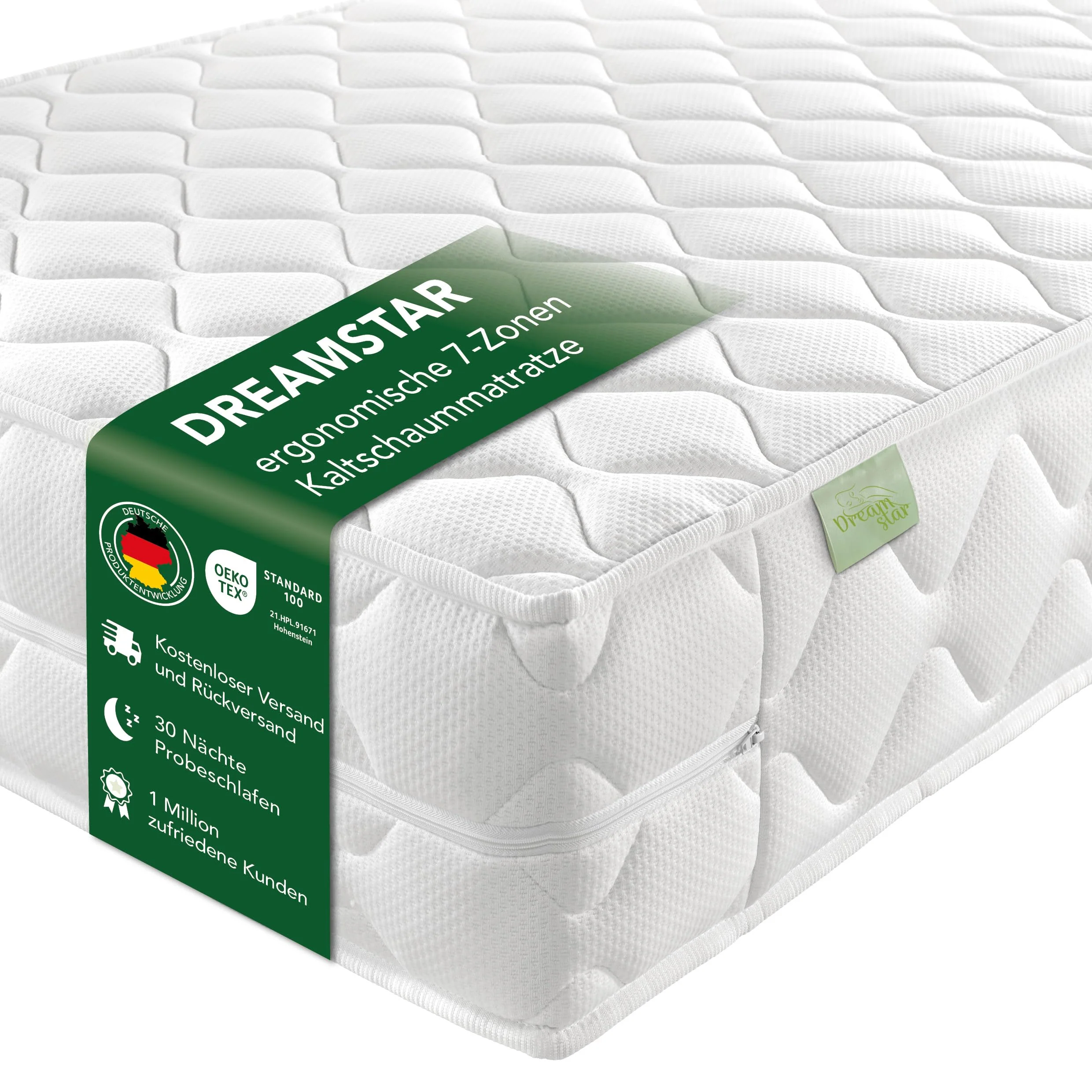 DREAMSTAR Ergo Flex XXL Duo 7-Zonen Kaltschaummatratze mit zwei Liegehärten
