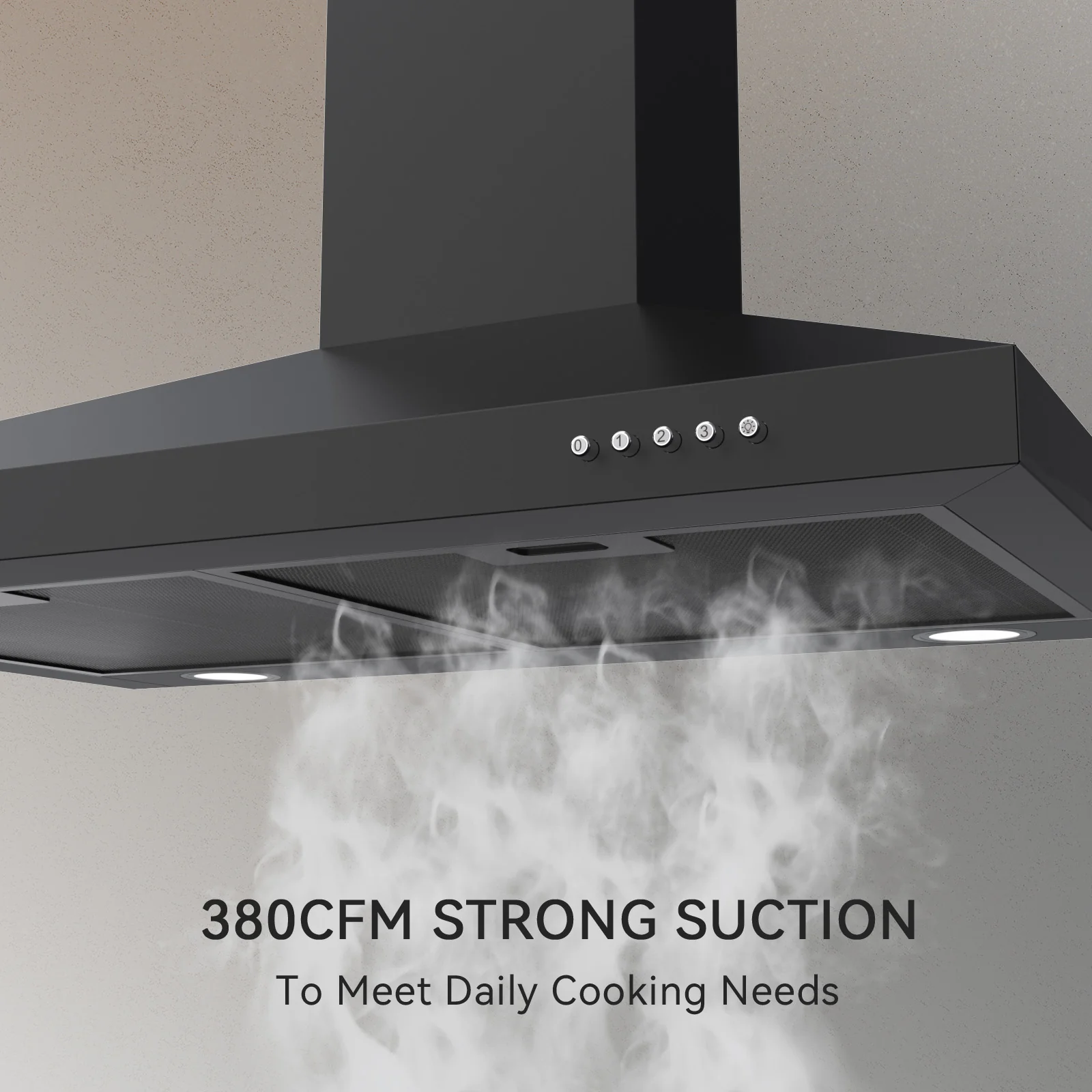 Hermitlux 30 inch Wall Mount Vent Hood for Kitchen with Charcoal Filter, 193 W