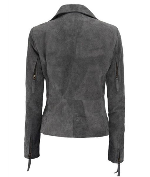 Womenā€™s Suede Leather Asymmetrical Biker Jacket