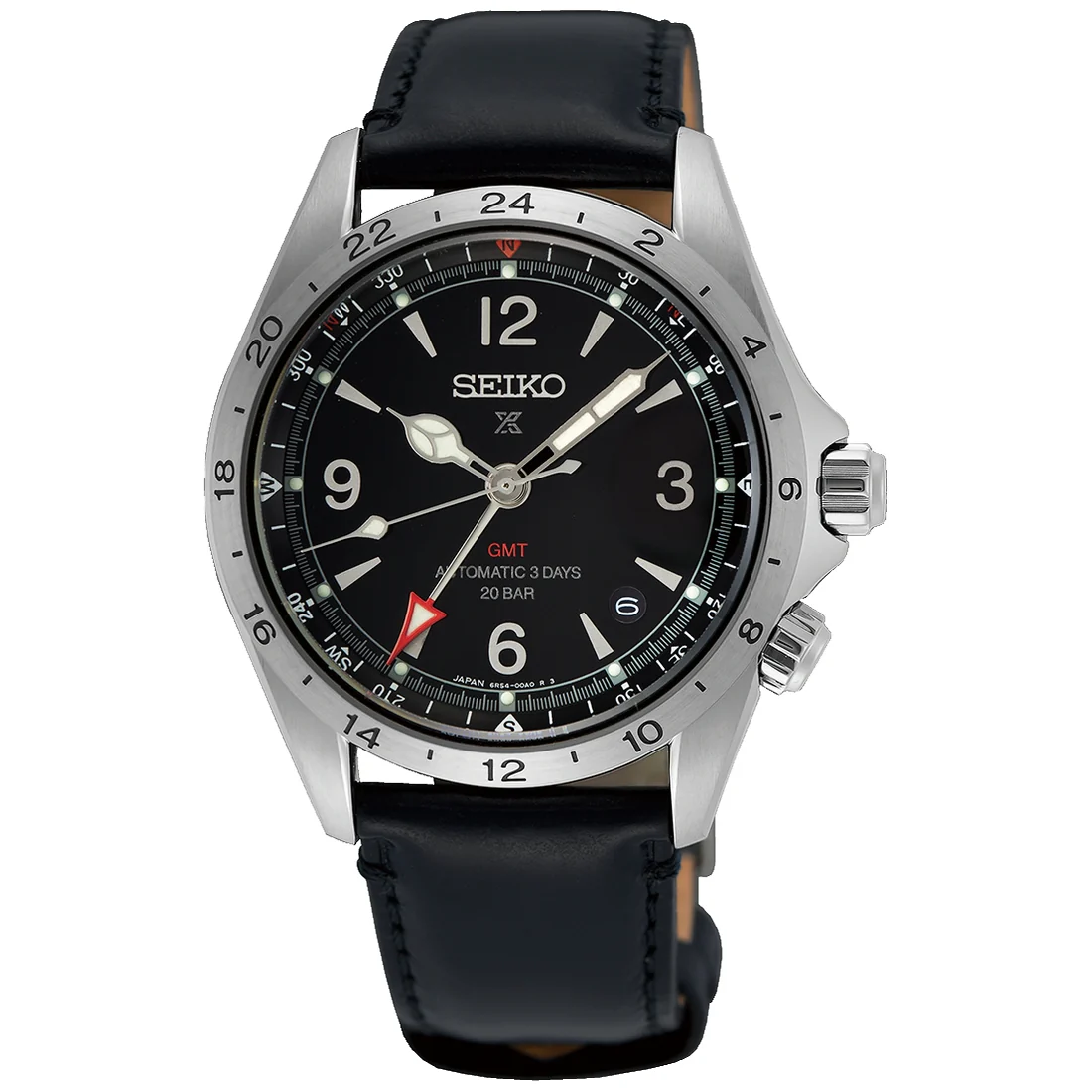 Orologio Seiko Prospex SPB379J1 Alpinist GMT nero pelle