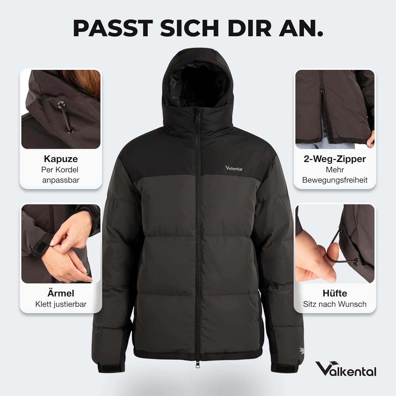 Valkental - Reflektierende Daunenjacke für Damen [VOLL REFLEKTIEREND] - Leichte Winterjacke mit Daunen für Frauen - Wasserabweisende LUMI-TEX Reflektor Winter Jacke - Sichtbarkeit im Dunkeln