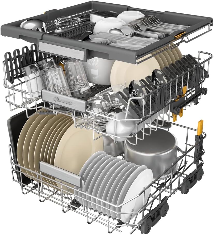 Bauknecht B7F HP43 XA Vrijstaande vaatwasser/ 60 cm/ 15 couverts/ PowerClean Pro-Effectieve hogedruksproeiers/ Natural Dry-Automatische deuropening-Betere droging/ Maxi Space-Meer binnenruimte
