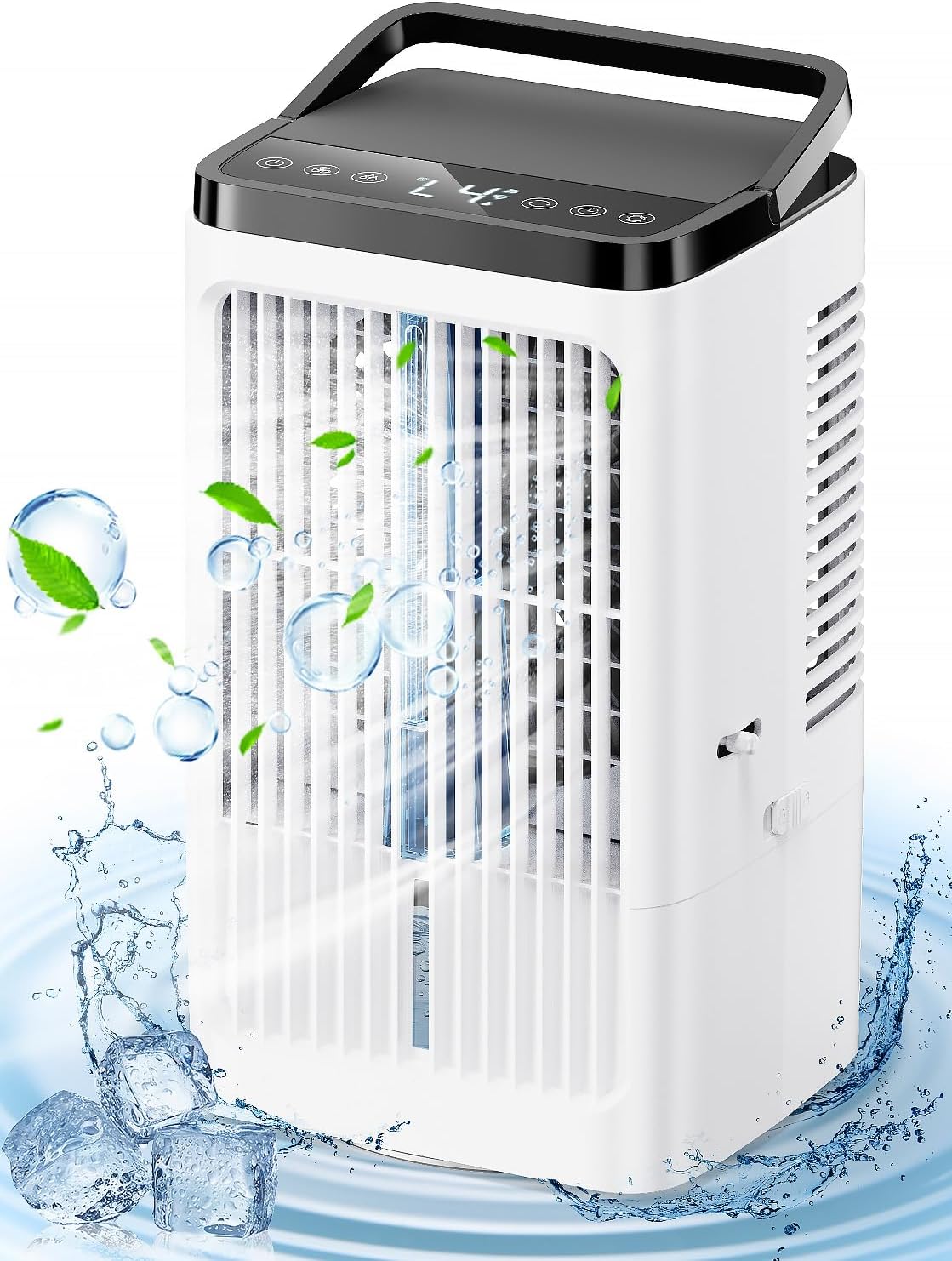 1200ml Mobile Air Conditioner Quiet Air Freshener 4 Speeds 2 Mist Modes Colorful Lights 90° Oscillation 8H Timer Bedroom Timer Office Kitchen