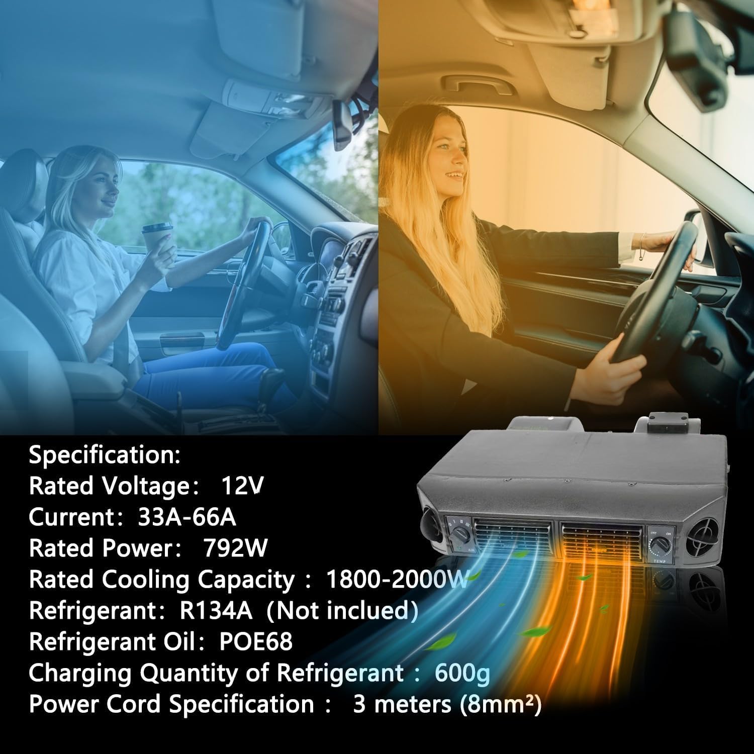 12V 10000BTU Unter der Armaturenbrett-Klimaanlage mit Kühl- und Heizfunktionen,12v air conditioner，under dash ac kit， leiser Betrieb，einfache Installation，Schnelle Abkühlung für Classic Car RV Van