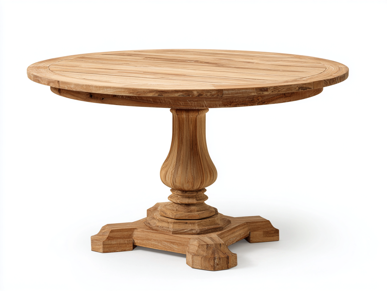 Gartentisch Holz Rund 120x120x75 cm Natur - Klassisches Design - Für Garten und Terrasse