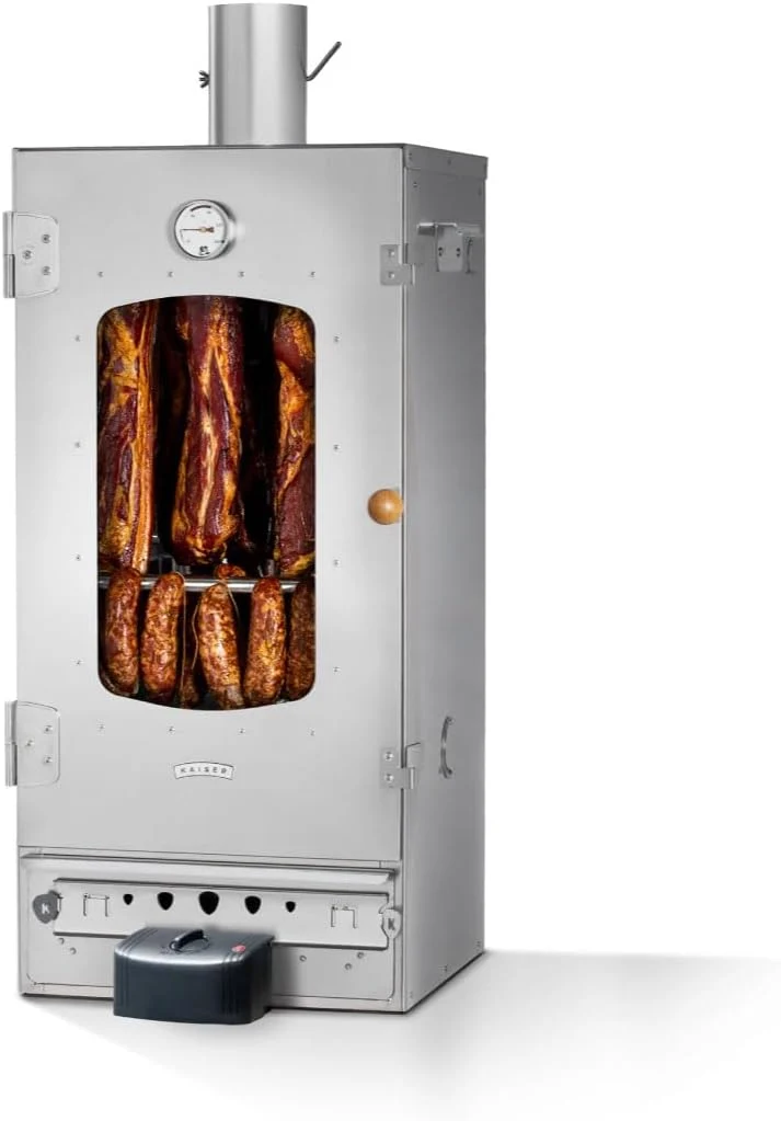 KAISER COMPANY '80' Hochwertiger Elektrischer Räucherofen aus Edelstahl I Tragbarer Smoker 86 cm I Ideal zum Räuchern I Passen bis zu 12kg Fleisch I