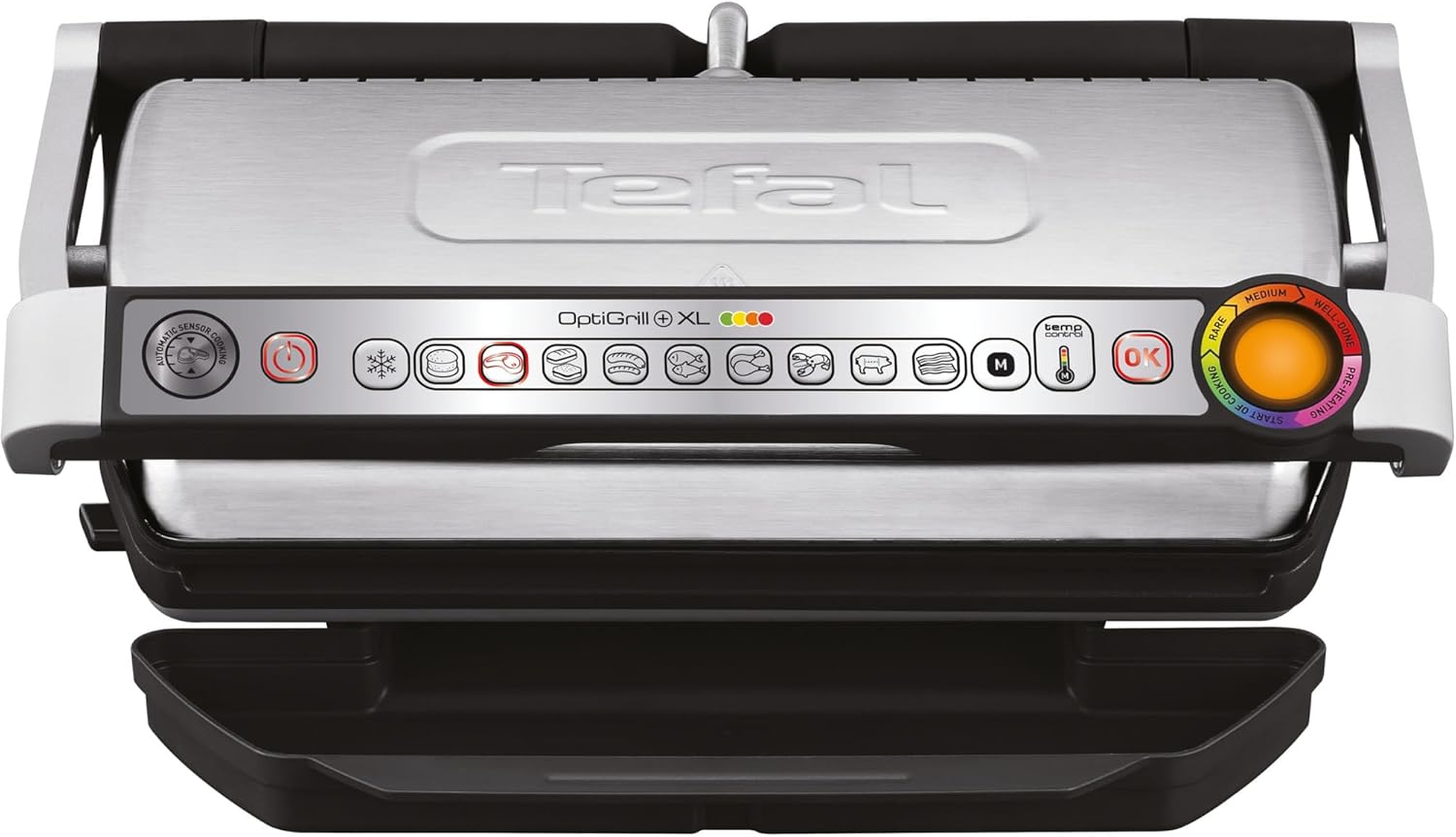 TEFAL GC724D12 Optigrill+ XL Griglia carne, 9 programmi, Modalità manuale, Scongelamento, Piano cottura XL, Accessori inclusi