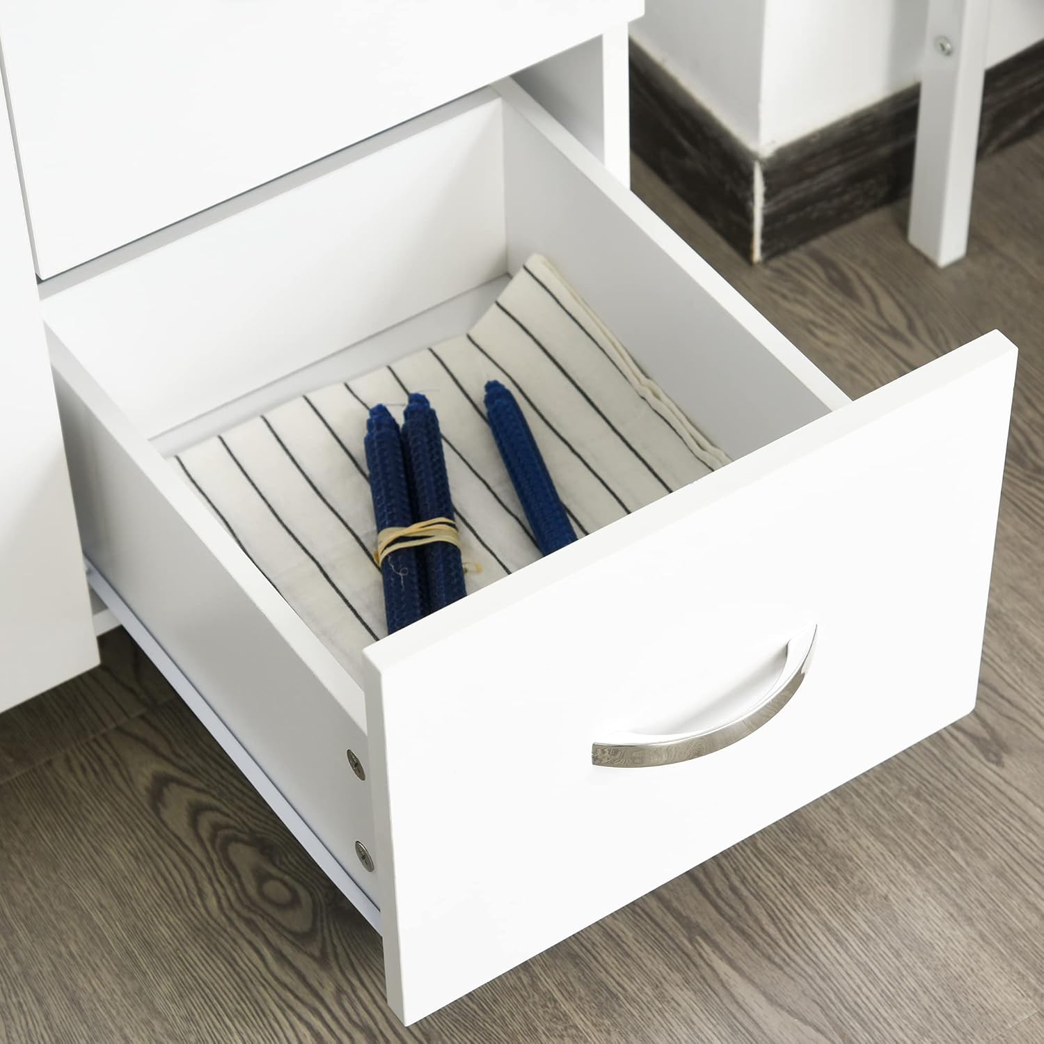 HOMCOM Credenza Alta Moderna con Cassetti e Armadietti, Mobile Cucina per Microonde con Ripiani Aperti, 100x39.5x183.5cm, Bianco