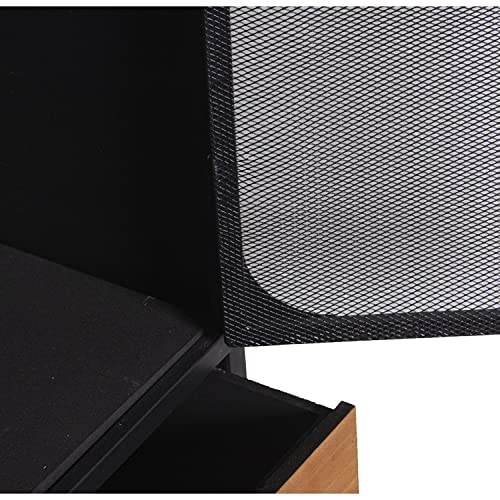 DRW Vetrina con 2 Ante griglia in Metallo e 2 cassetti in Legno MDF Nero e Naturale 60 x 38 x 121 cm, Grande : Amazon.it: Casa e cucina