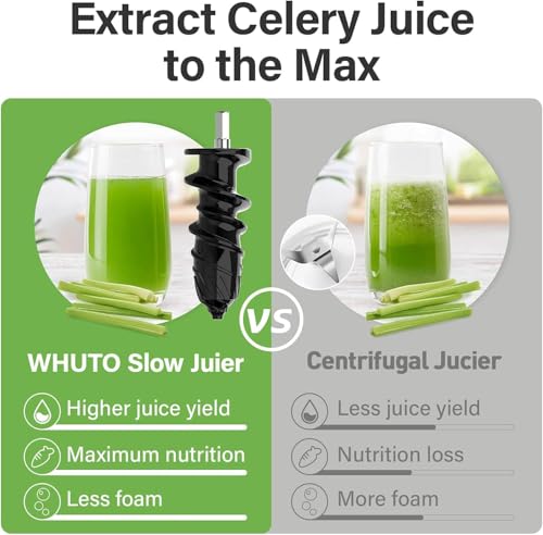 WHUTO Masticating Juicer Machines, Cold Press Juicer, Easy to Clean with Brush, Touch Screen Stainless Juicer Machines for Vegetable & Fruit, Juice Maker with Quiet Motor & 2 Speed Modes, Grey : Home & Kitchen