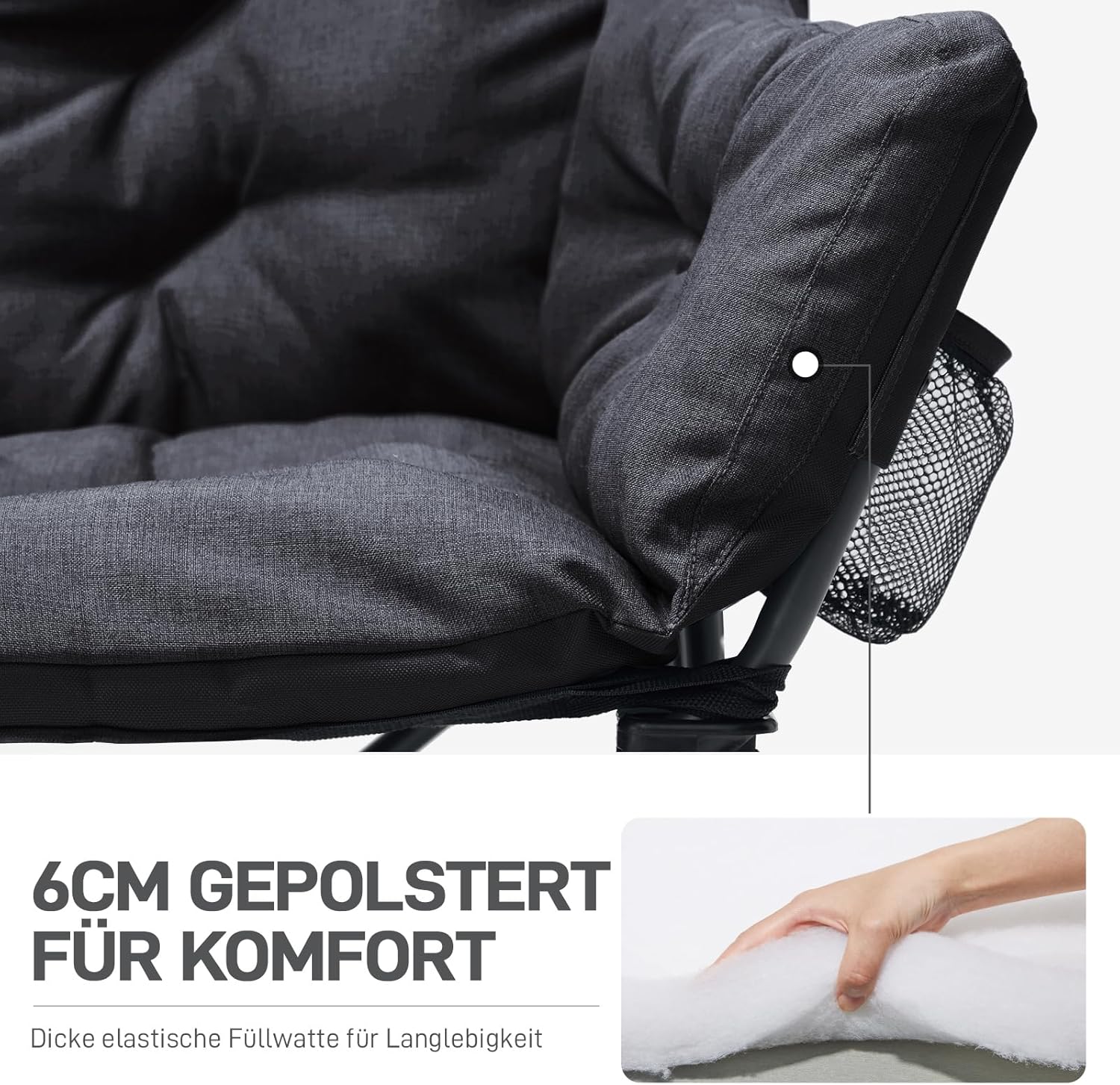EVER ADVANCED Campingstuhl Faltbar 145cm Breit für 2 Personen Faltsofa 400KG Belastbar, Campingsofa Dick Gepolstert Klappstuhl 2 Sitzer Hohe Lehne Extra Breit für Outdoor Garten Balkon Indoor