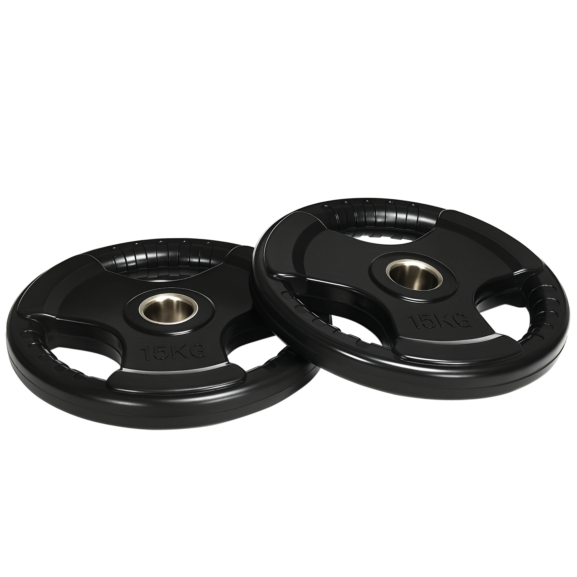 SPORTNOW Hantelscheibe, 2er-Set, 15 kg pro Scheibe, drei Griffe, bodenschonender Gummimantel, Metall