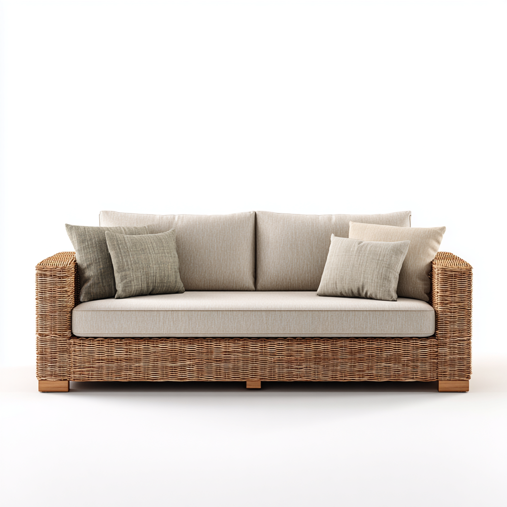 Divani da esterno-rattan-tessuto per esterni-215x87x78 cm-beige-marrone-design moderno