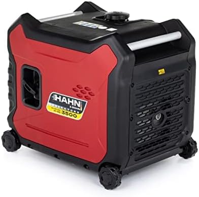 HAHN & SOHN Powerstation, 96 dB, 3 kW, 230 V, 10 L, Rot/Schwarz, Benzin Stromerzeuger, Leiser Inverter-Generator mit Tank &
