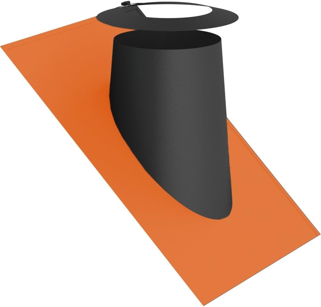 Jeremias DW-Black Dachdurchführung 180mm 36-45° Elastomerrand rot Wetterkragen doppelwandige Abgasanlage Edelstahl schwarz matt pulverbeschichtet