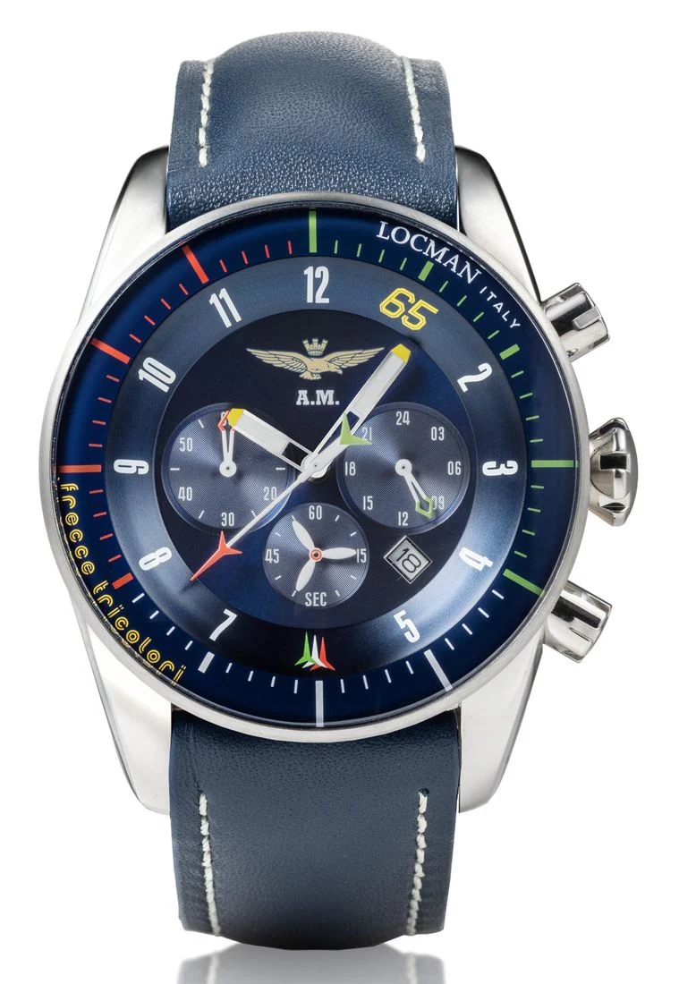 Orologio Locman Aviatore crono Frecce Tricolori cinturino in pelle blu