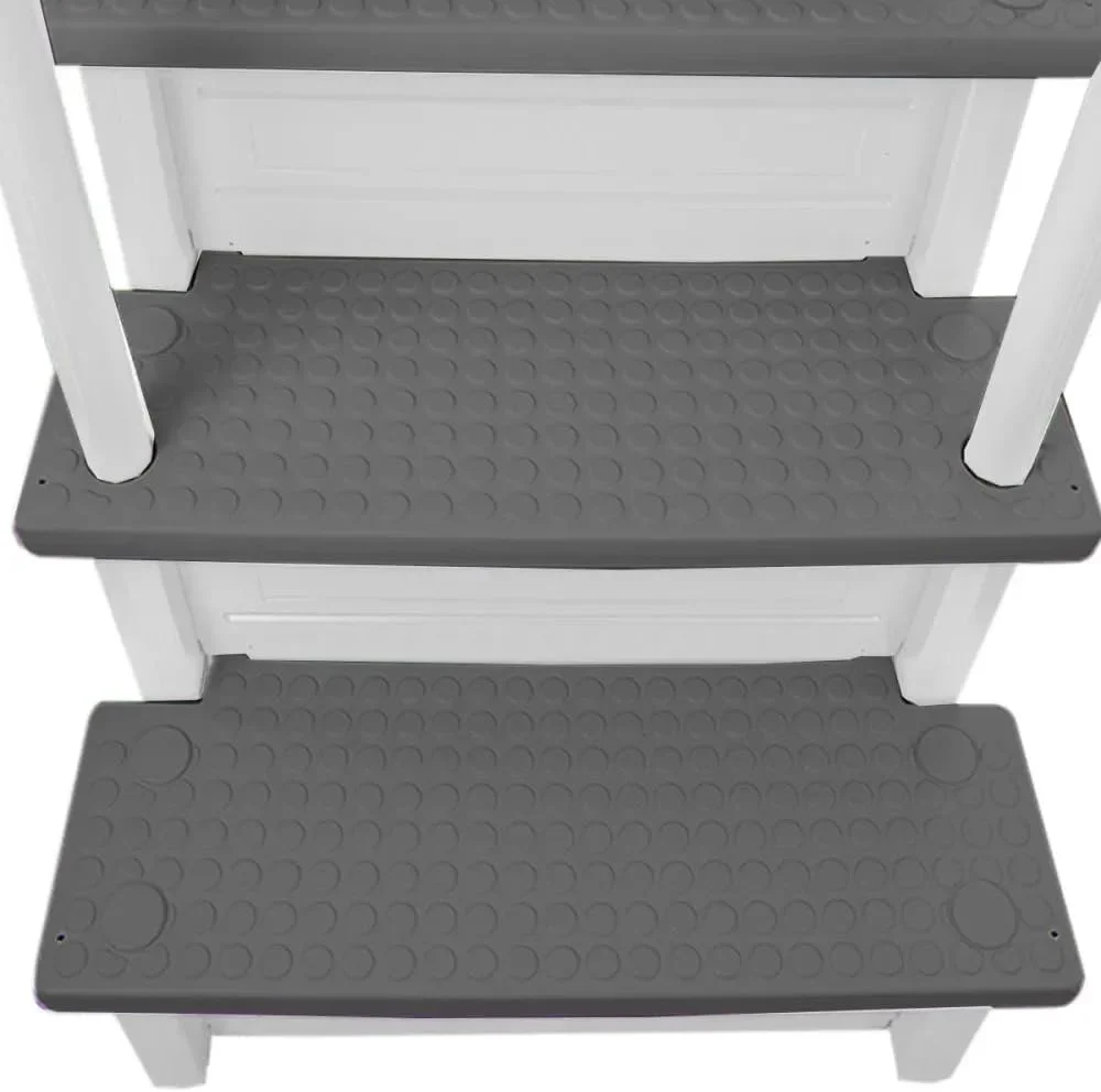 Non-slip entry steps for pools | Grey | For above-ground pools | Can be installed on terraces with a height of 122 to 137 cm | Load capacity up to 136 kg