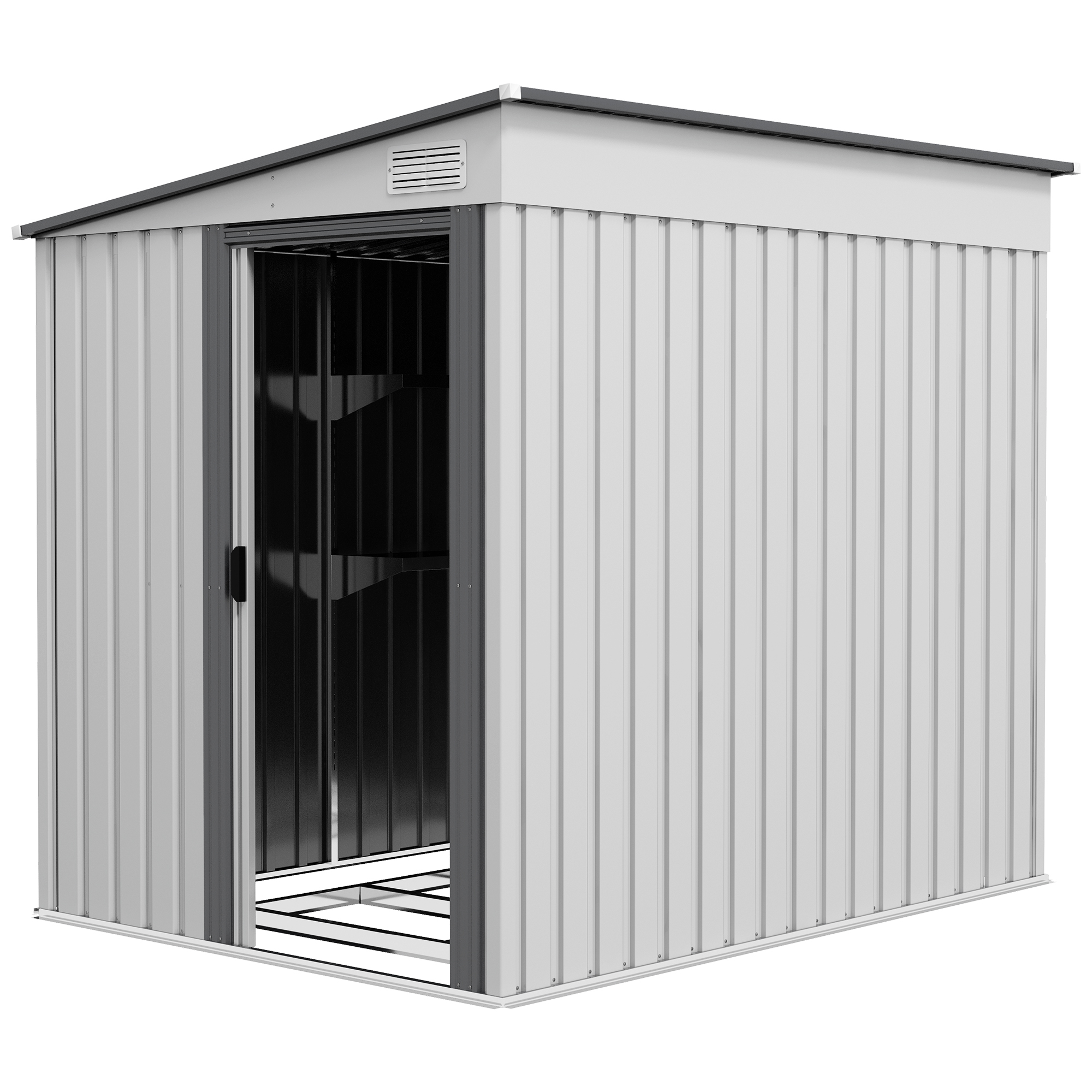 Outsunny Metall Gerätehaus 2,81m² 154x206,5x181 cm Geräteschuppen mit Pultdach Fundament