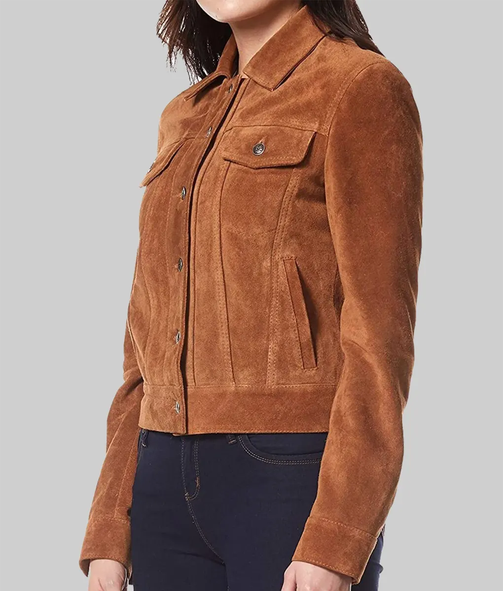 Aimee Brown Suede Trucker Jacket