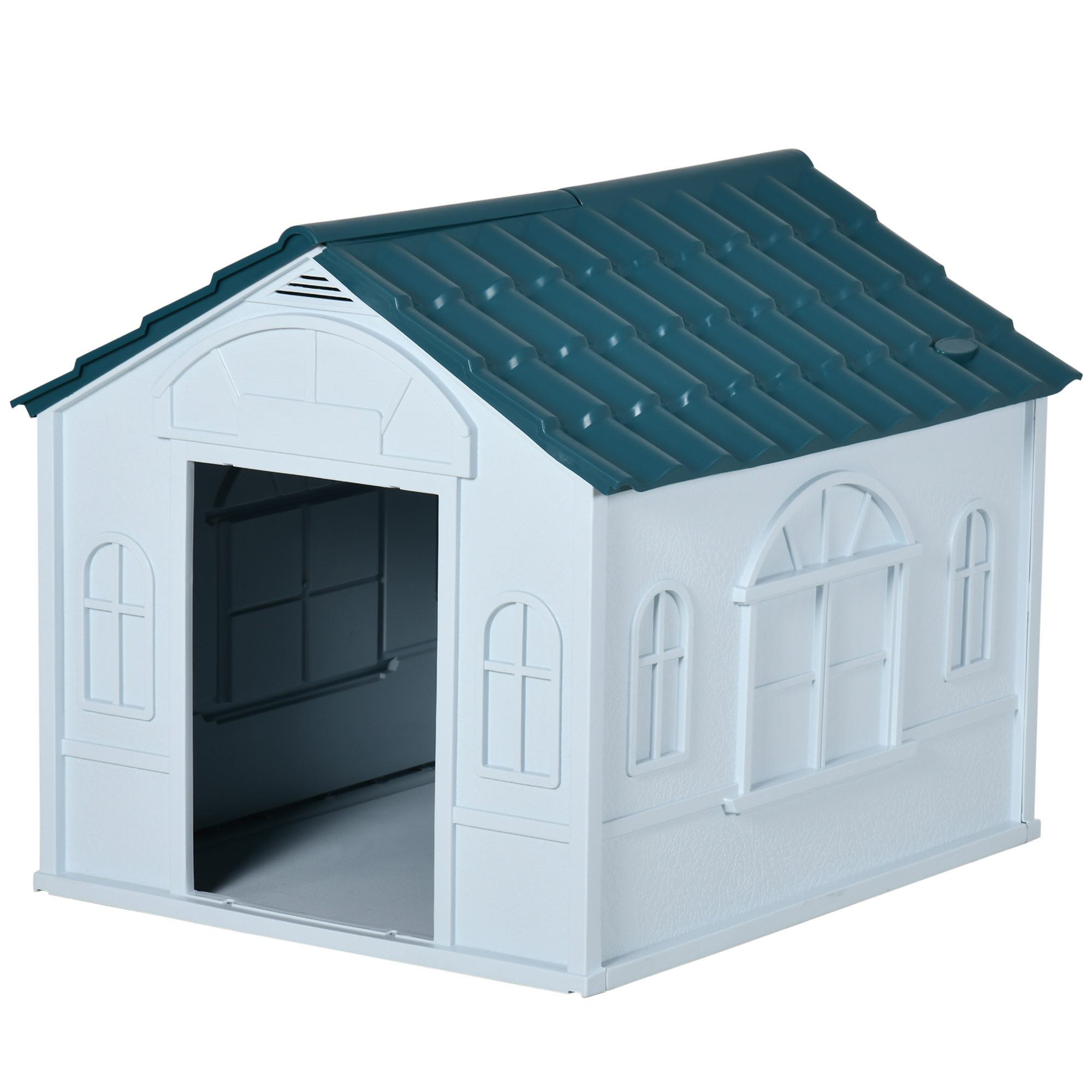 PawHut Hundehütte im Freien aus weißem PP für kleine und mittelgroße Hunde - 65 x 75,7 x 63 cm