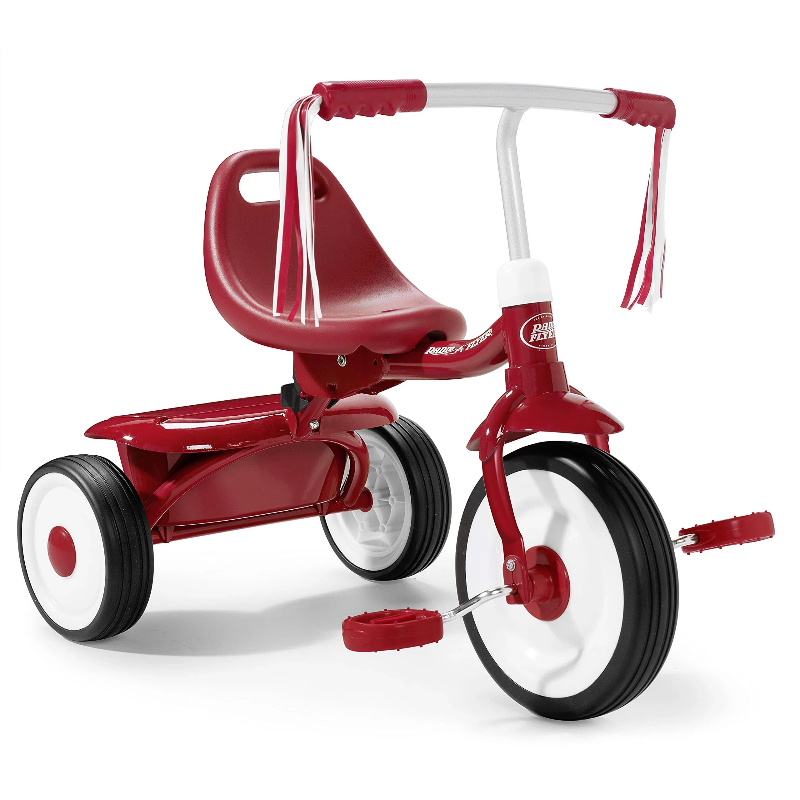 Radio Flyer Fold 2 Go Trike, Red &ndash; Portable Folding Tricycle with Streamers, Metal Frame, Ages 1.5 3