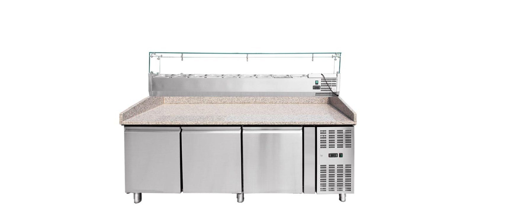 Pizzaofen Pizzakühltisch mit Aufsatzvitrine 200 cm THPZ3600TN THV2000