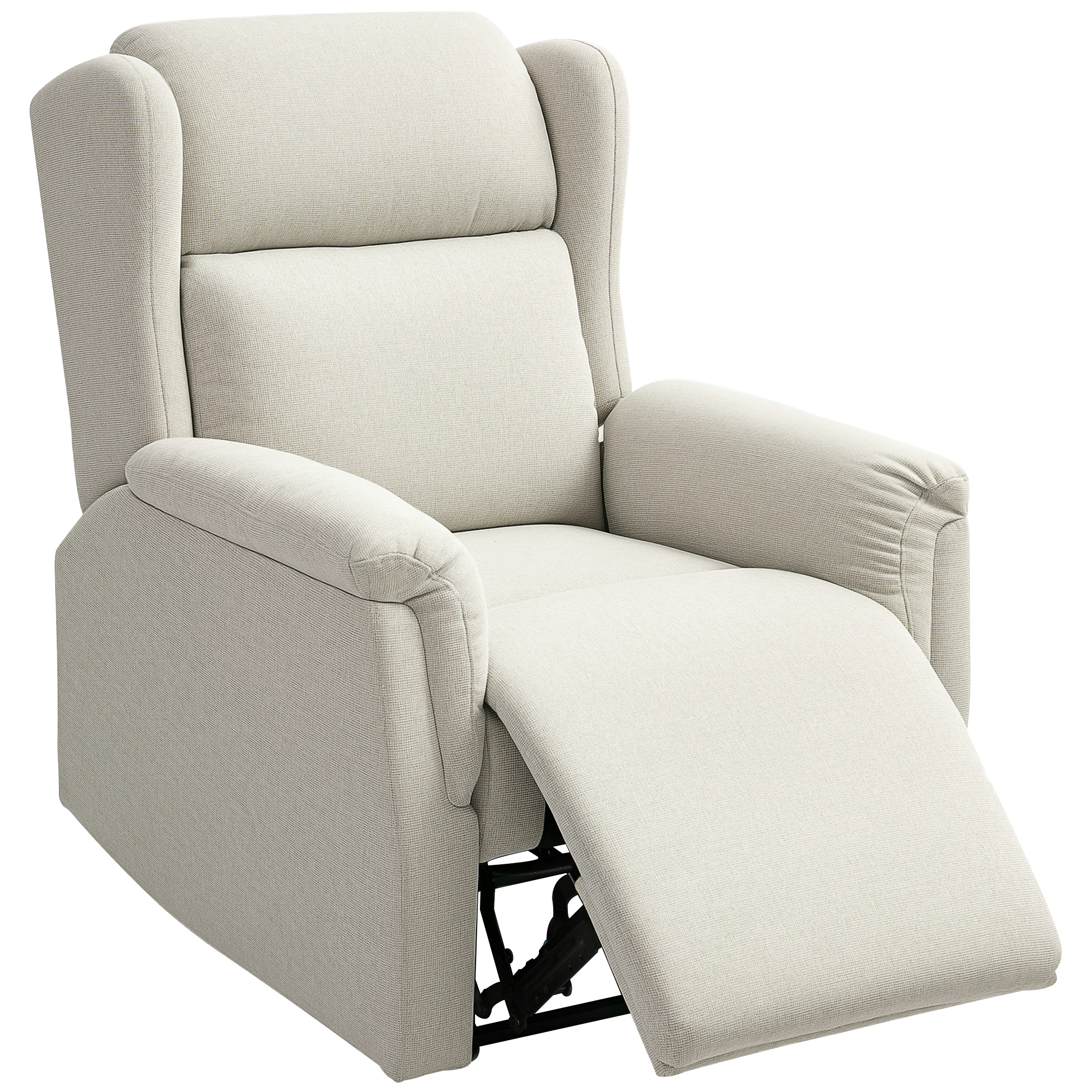 HOMCOM Relaxsessel, Verstellbarer Polstersessel mit Fußstütze, 160° neigbar, Leinenoptik, schneller Aufbau, Beige