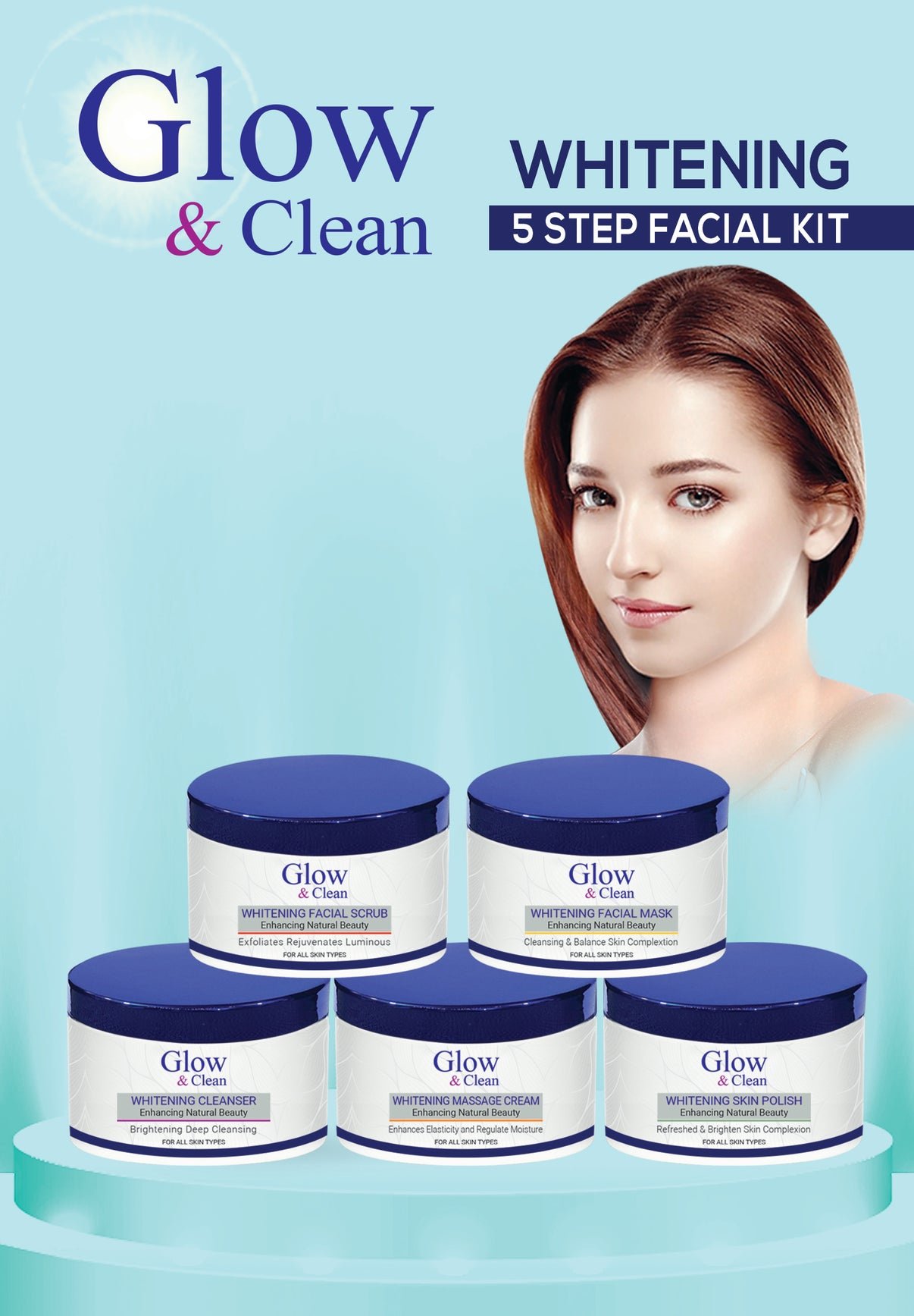 Glow & Clean Whitening 5 Steps Facial Kit