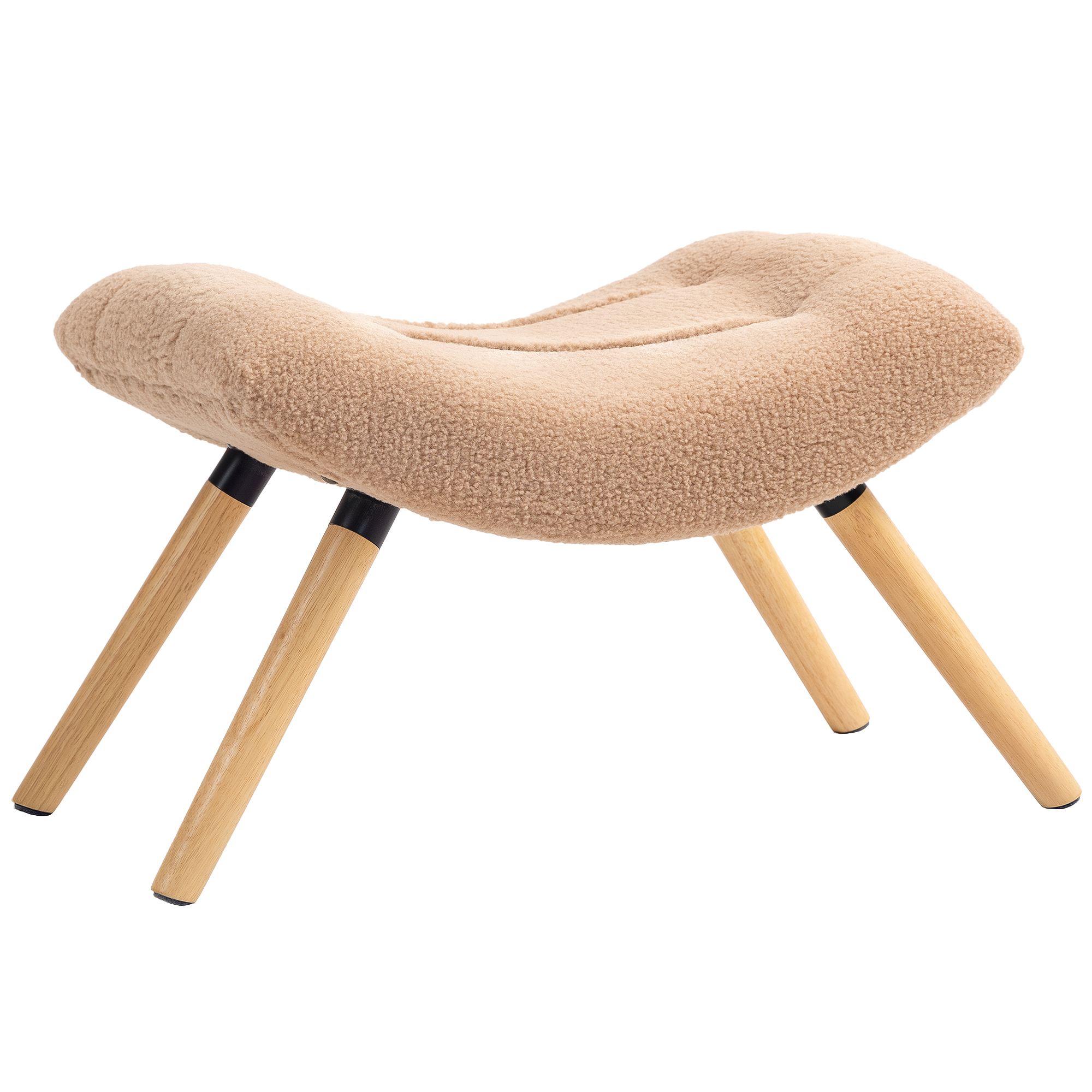 HOMCOM Moderner Fußhocker mit Fleece-Bezug und Holzbeinen, gepolstert, für Wohnzimmer, Schlafzimmer, Flur, Braun
