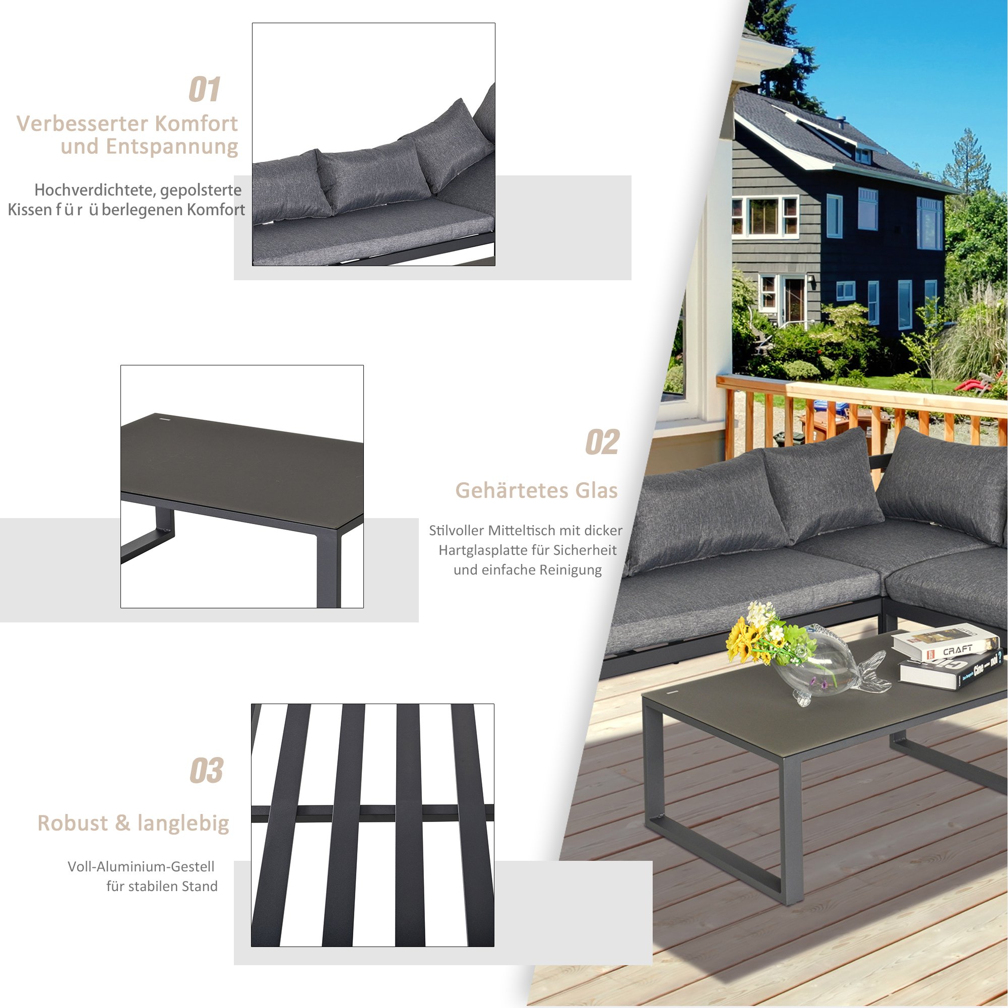 Outsunny 3-delig Tuinset