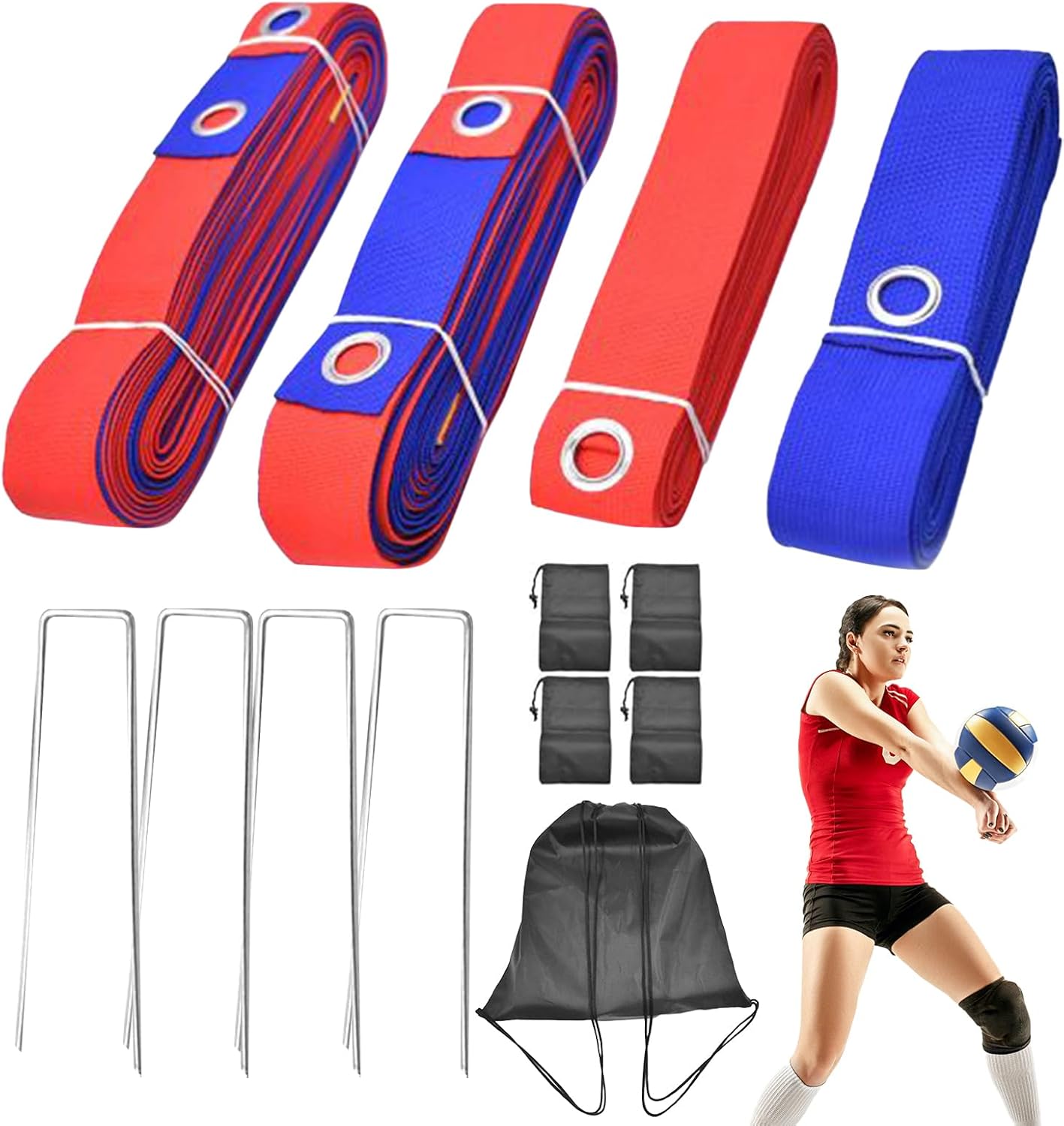 Linee Da Beach Volley - Delimitatore Del Campo Da Beach Volley | Set Di Demarcazione Per Pallavolo All'aperto | Nastro Resistente Alle Intemperie Regolabile Per Giochi In Spiaggia | Facile Da Installa