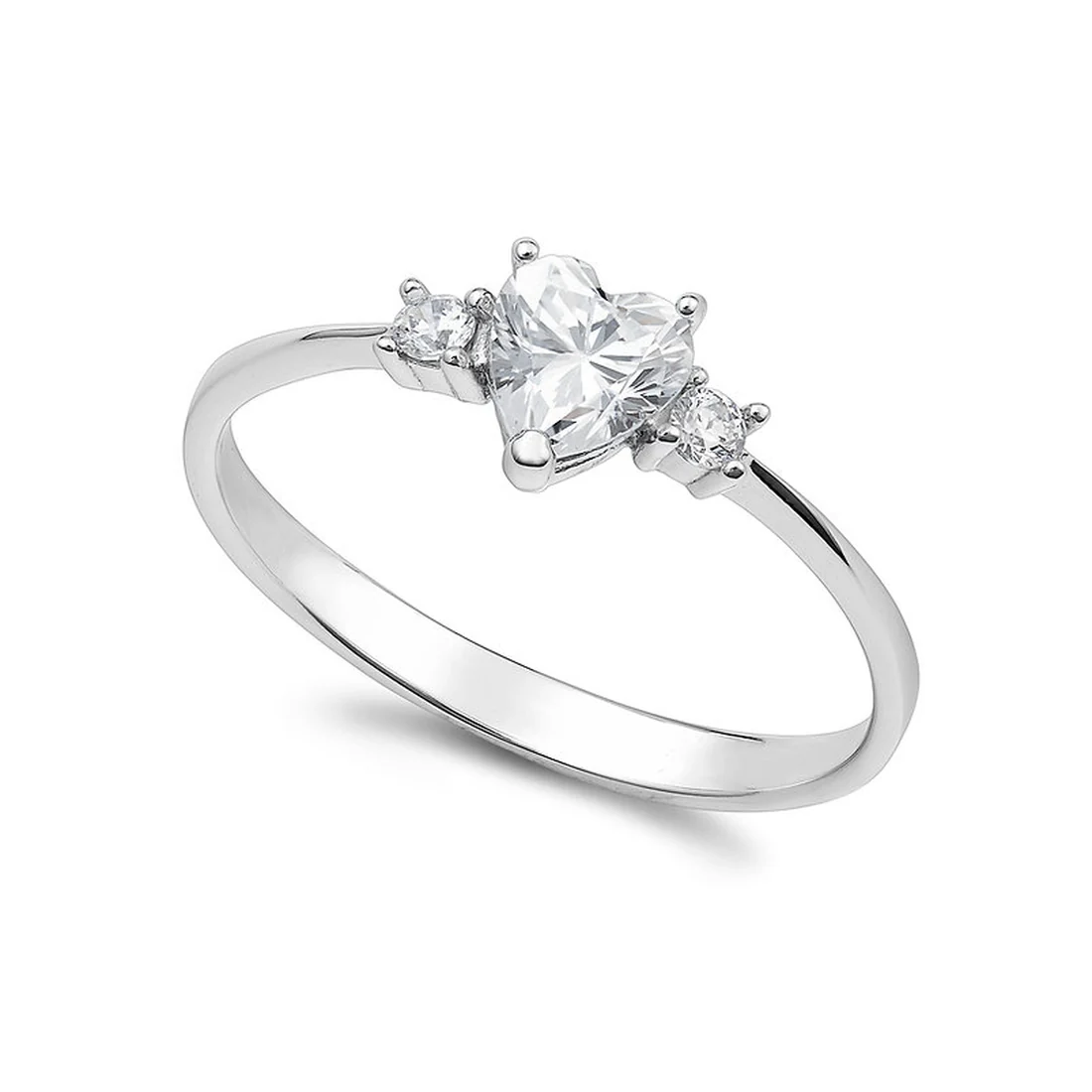 Anello Ambrosia Gioielli in oro bianco con cuore e laterali AAZ 145