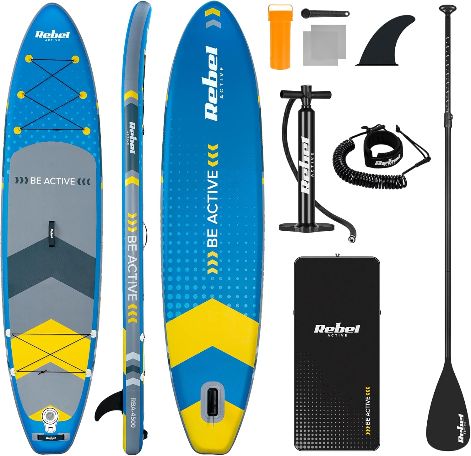 Tavola da SUP con pompaggio a punto goccia da 350 cm Set zaino con pompa a pagaia RBA-4500-BL